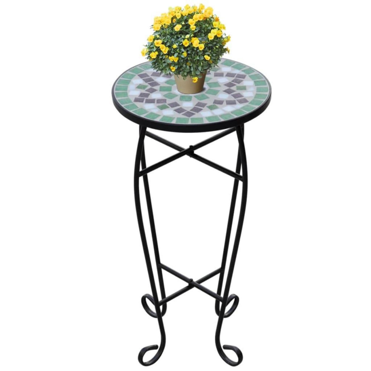 VIDAXL Table d'appoint Mosaïque Vert et blanc