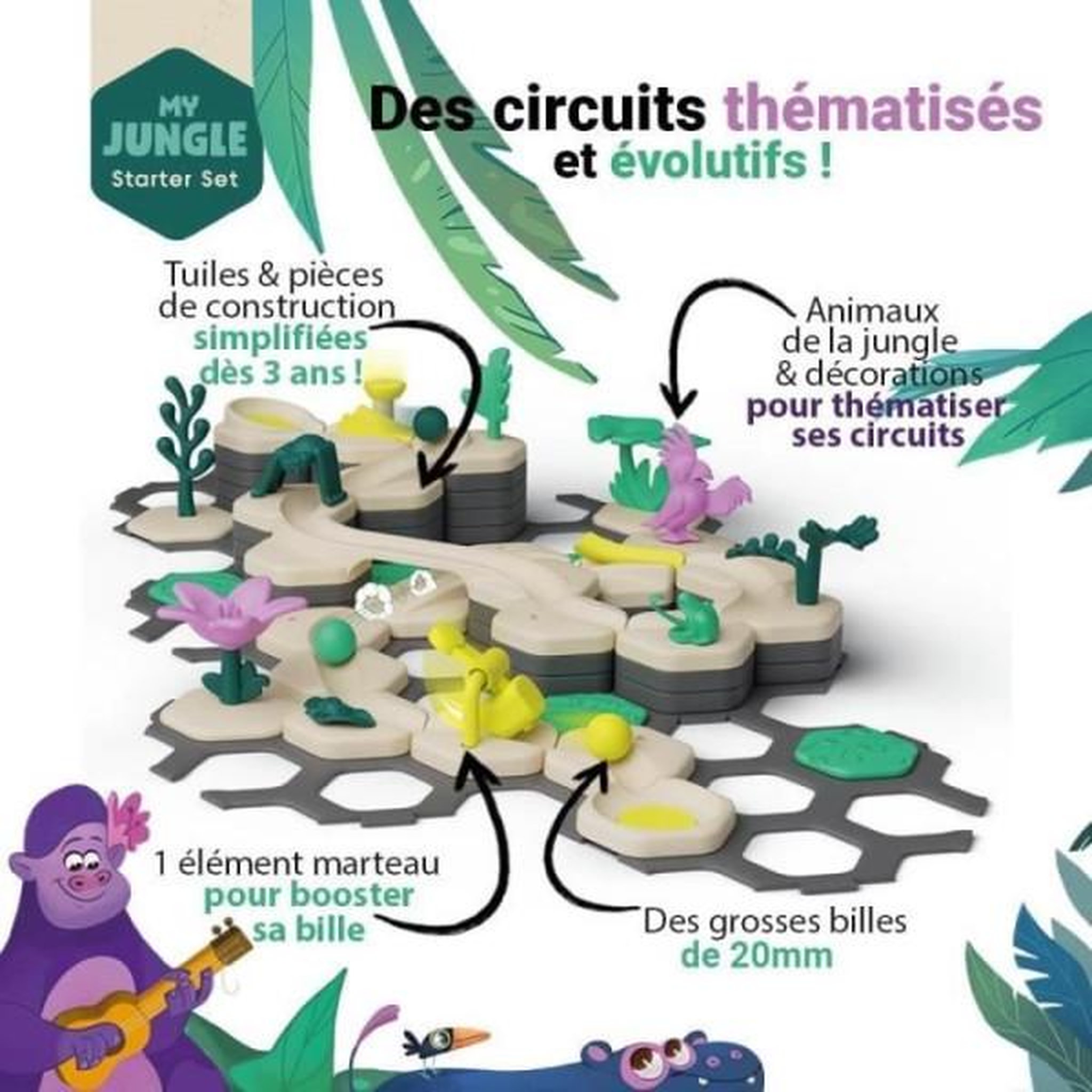 Voir la diapositive 3 : RAVENSBURGER Gravitrax junior - starter set my jungle 97 pieces - circuit de billes - jeu de construction créatif - ravensburger - des 3 ans