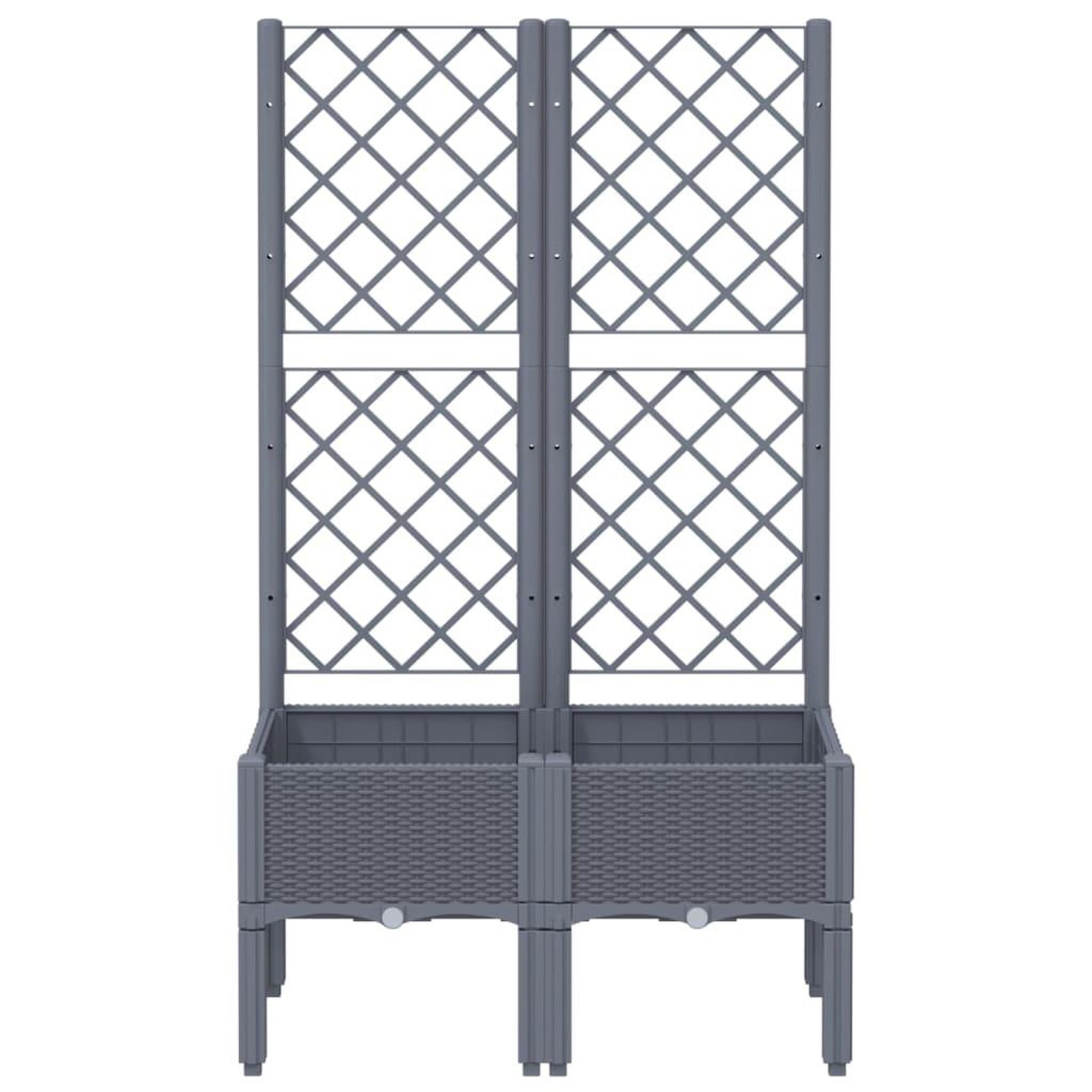Voir la diapositive 3 : VIDAXL Jardiniere avec treillis bleu gris 80x40x142 cm PP