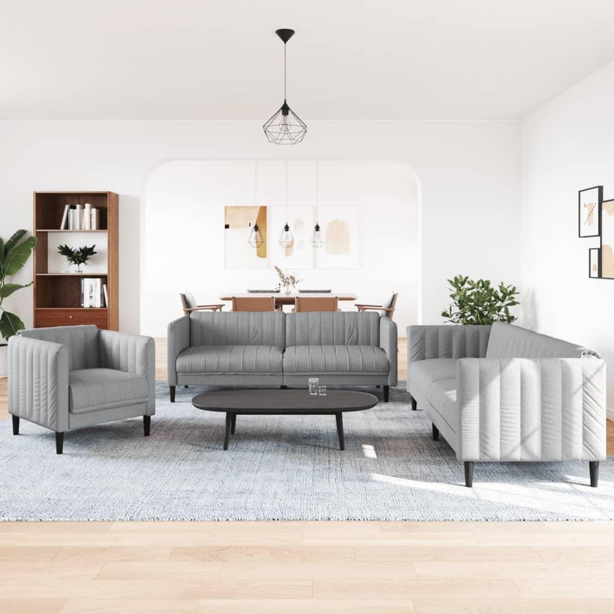 Voir la diapositive 3 : VIDAXL Ensemble de canapes 3 pcs gris clair tissu