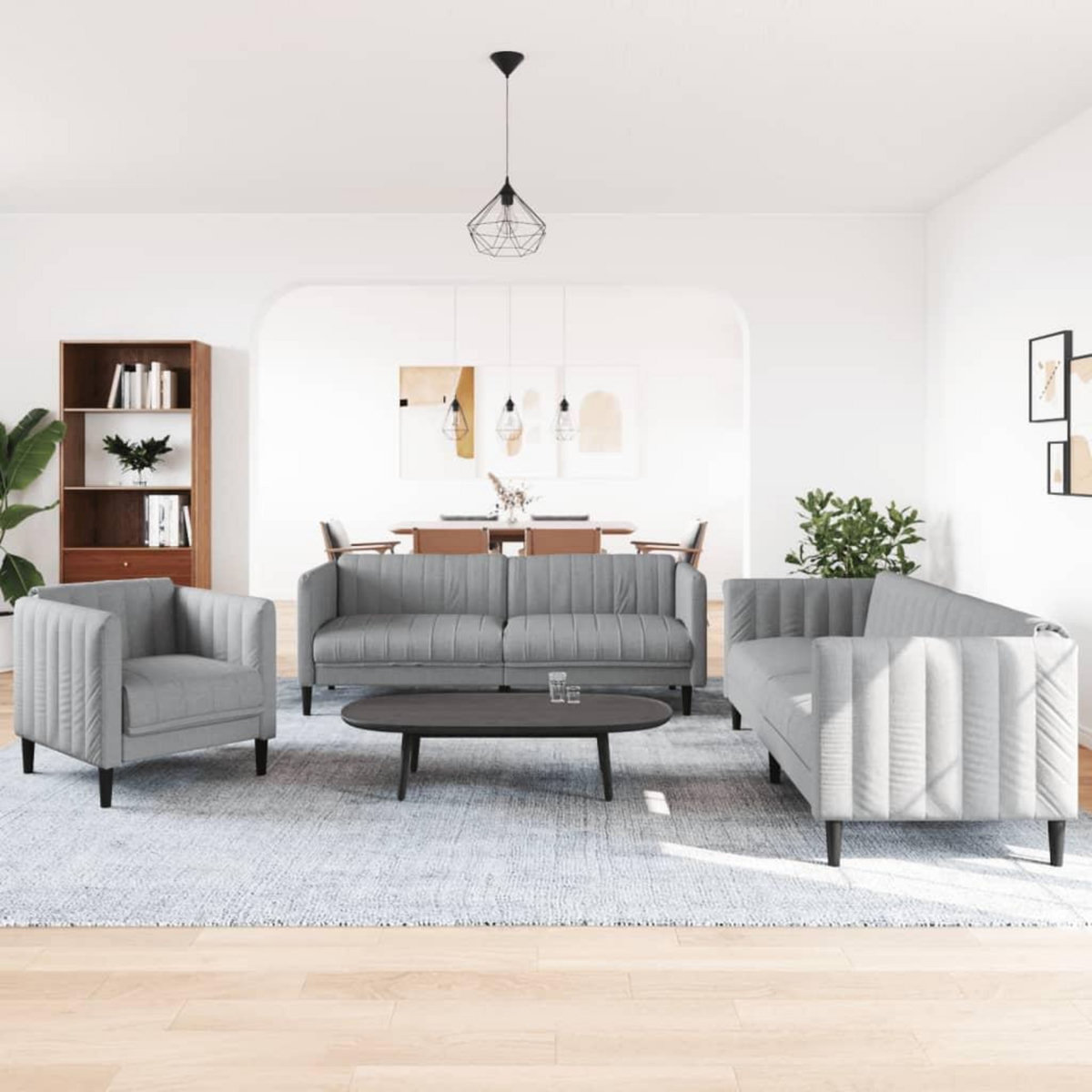 VIDAXL Ensemble de canapes 3 pcs gris clair tissu