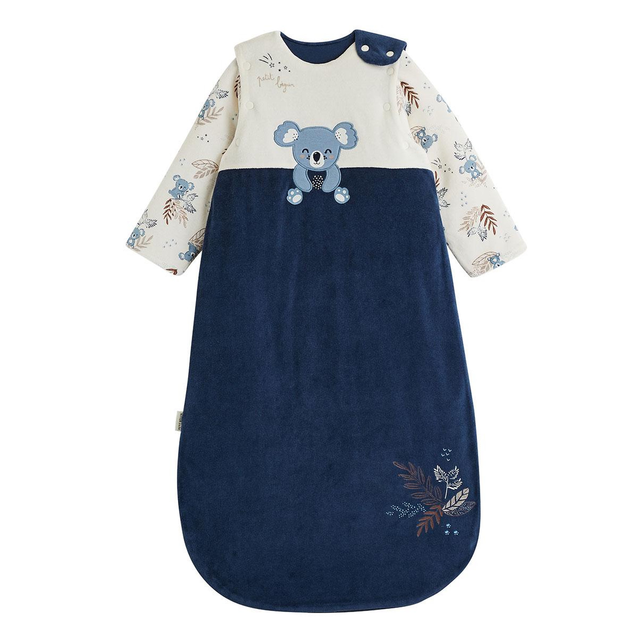 PETIT BEGUIN Gigoteuse d'hiver en velours avec manches amovibles mathéo. Coloris disponibles : Bleu