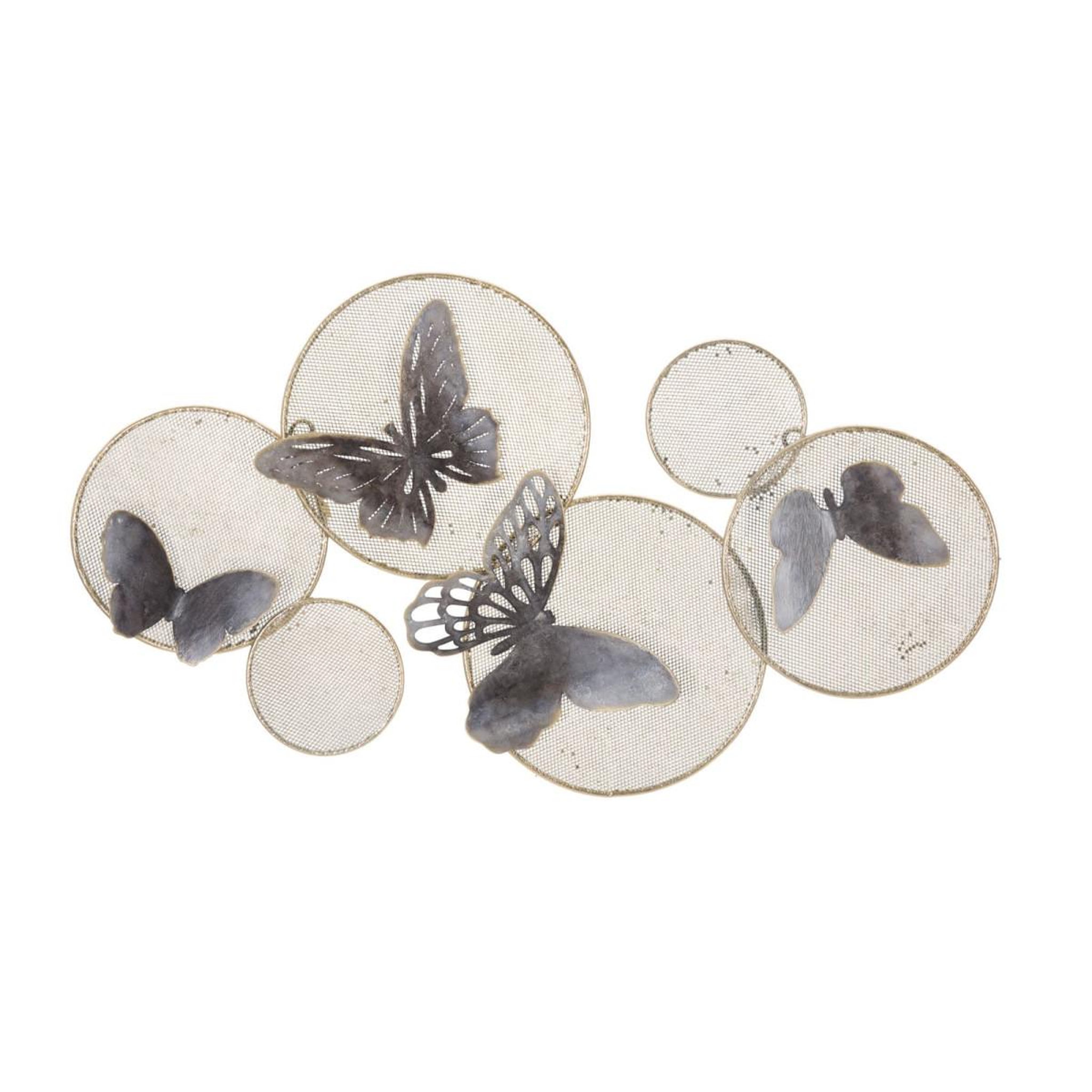 Paris Prix Déco murale en métal  papillons sur cercle  66cm multicolore