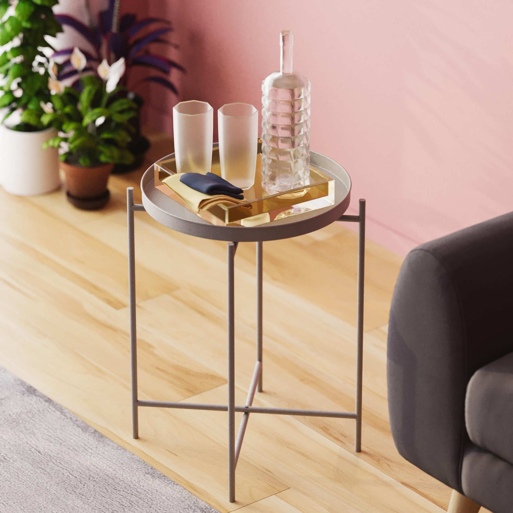 Voir la diapositive 2 : Habitat et Jardin Table basse en métal  sheby  46 x 46 x 56 cm - gris