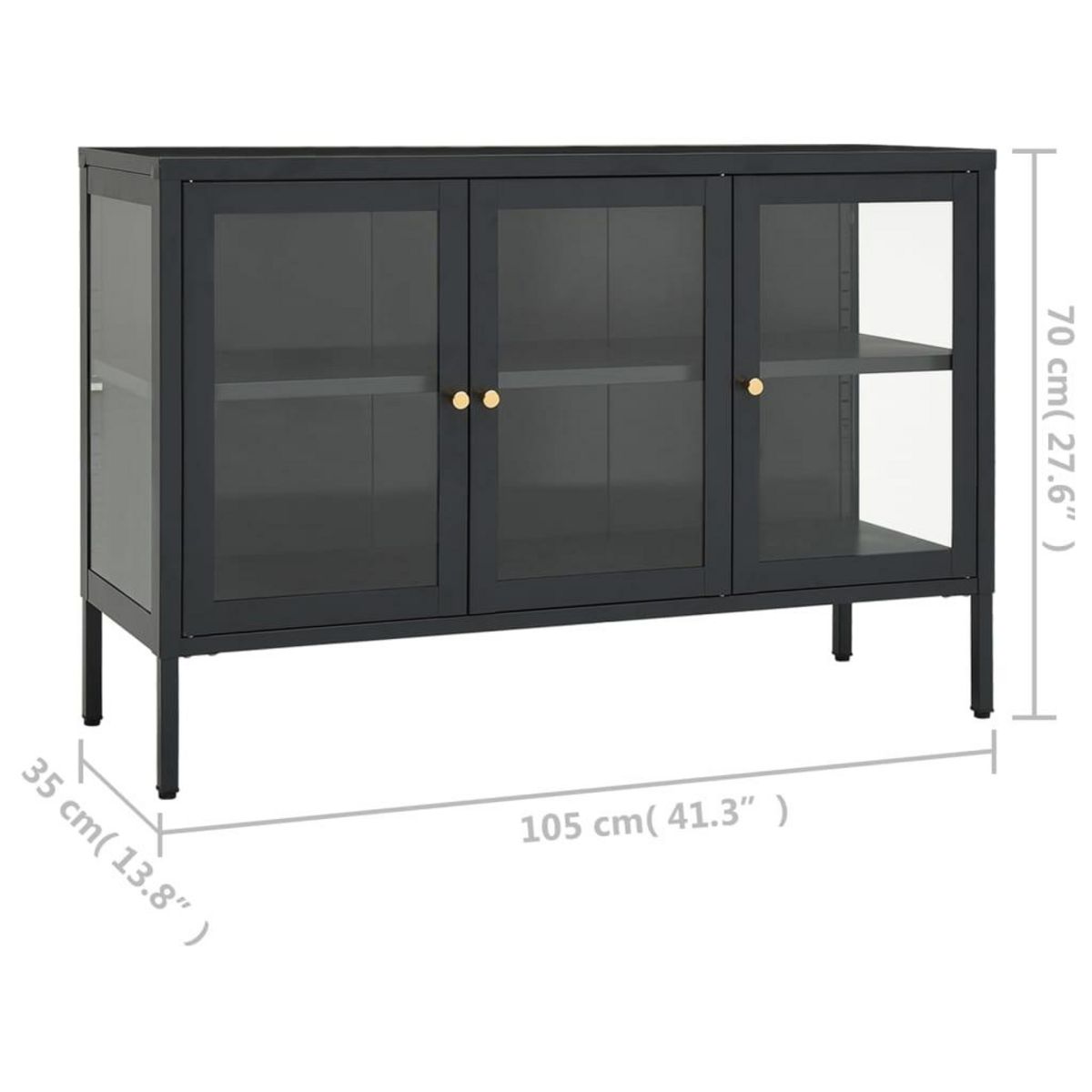 VIDAXL Buffet Anthracite 105x35x70 cm Acier et verre