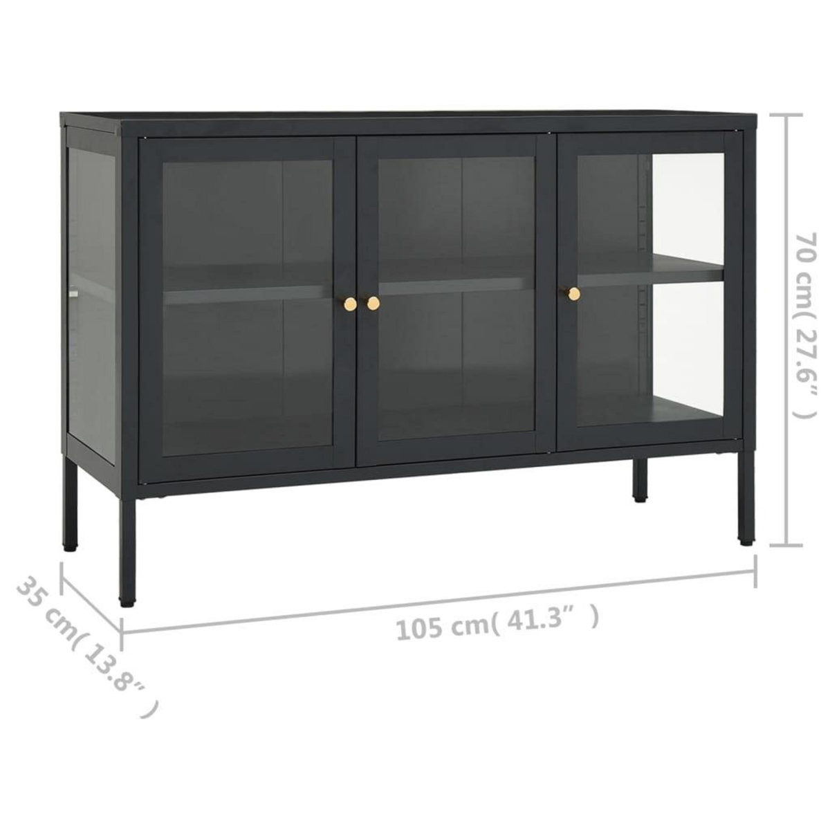 VIDAXL Buffet Anthracite 105x35x70 cm Acier et verre