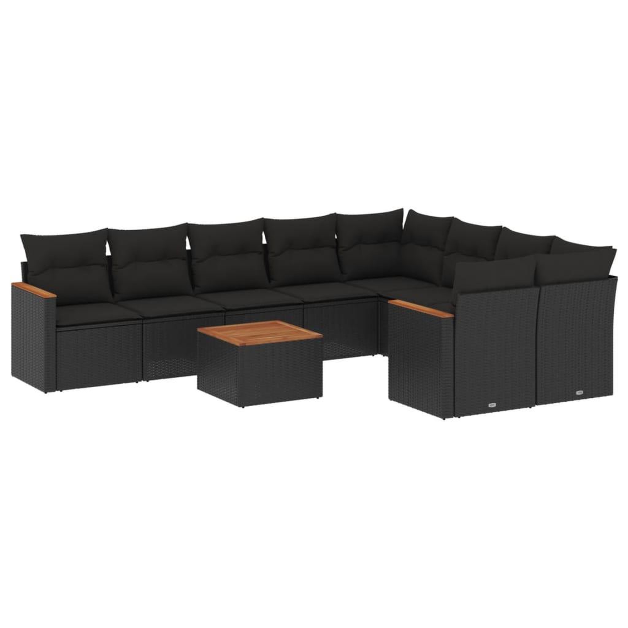 Voir la diapositive 2 : VIDAXL Salon de jardin 10 pcs avec coussins noir resine tressee