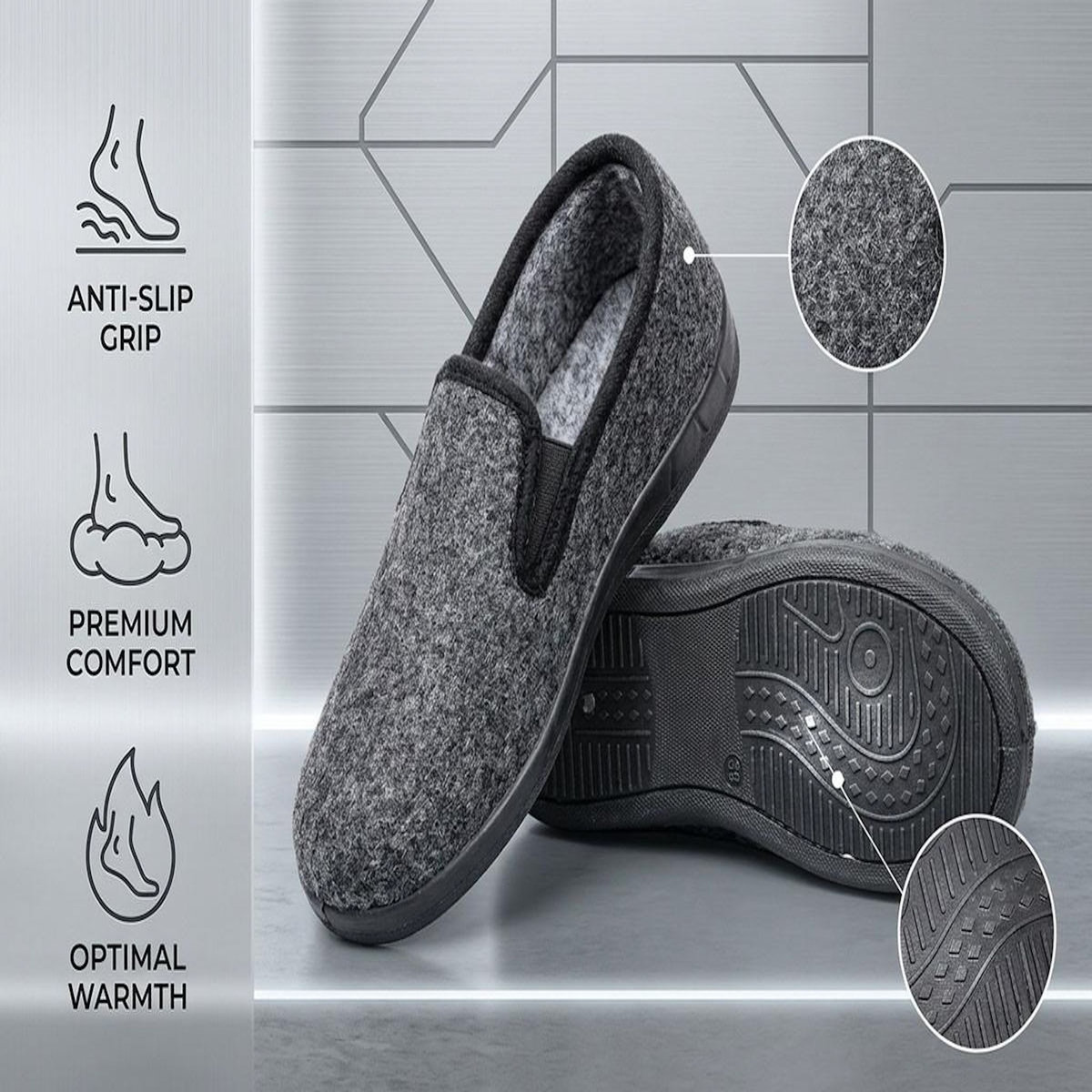 OZABI OZABI Pantoufles Femme Charentaises Chaudes Fourrées Semelle Antidérapante