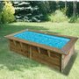 Voir la diapositive 1 : Piscine bois Sunwater 200x350  - H71cm - Liner Bleu OUTSIDE - Bâche à bulles bordée - 200x350 cm
