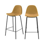 Rendez vous déco Lot de 2 chaises pour îlot central 65 cm en velours jaune-Henrik