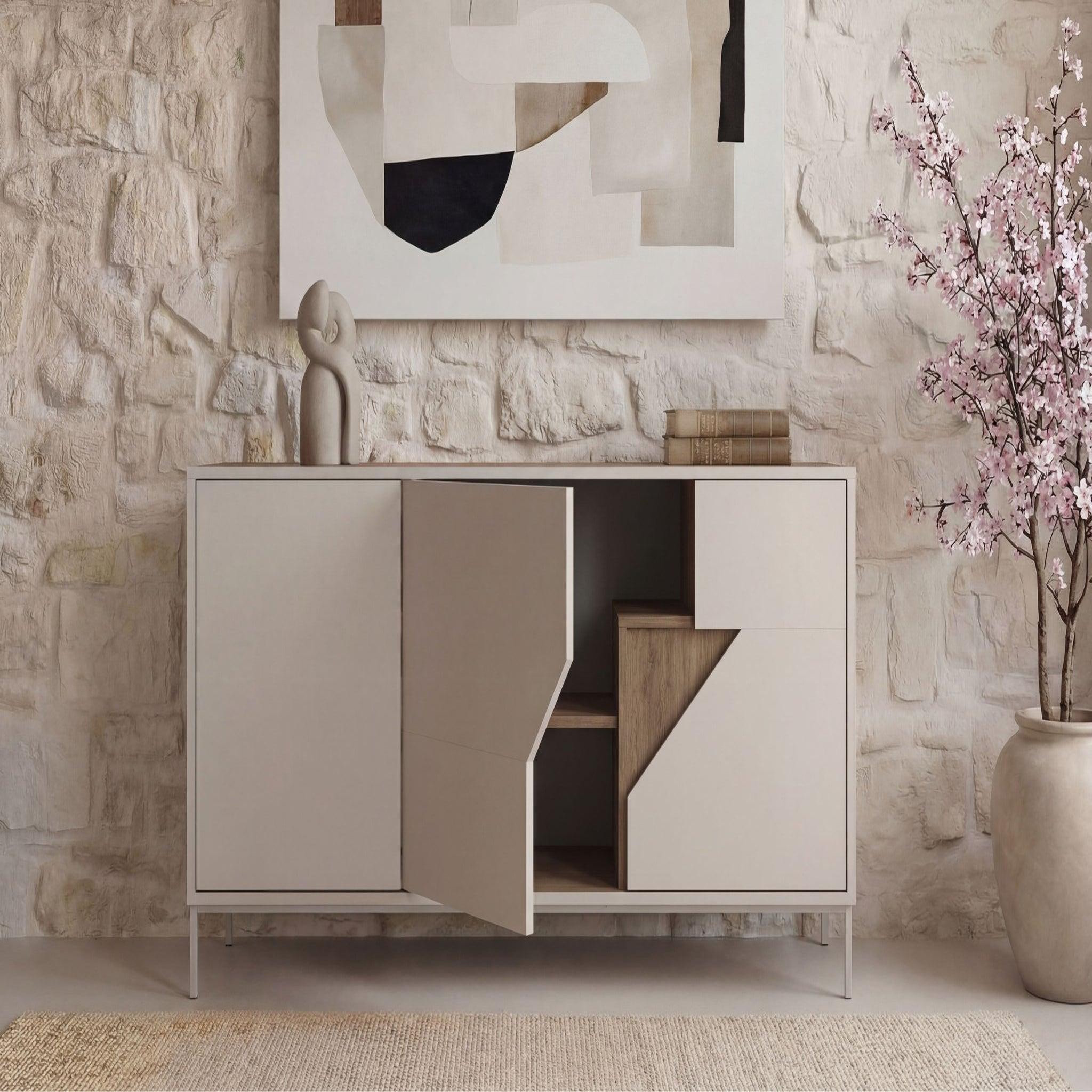 Voir la diapositive 6 : CASANOVA PARIS Dalia - buffet 3 portes 150cm en mélamine - beige