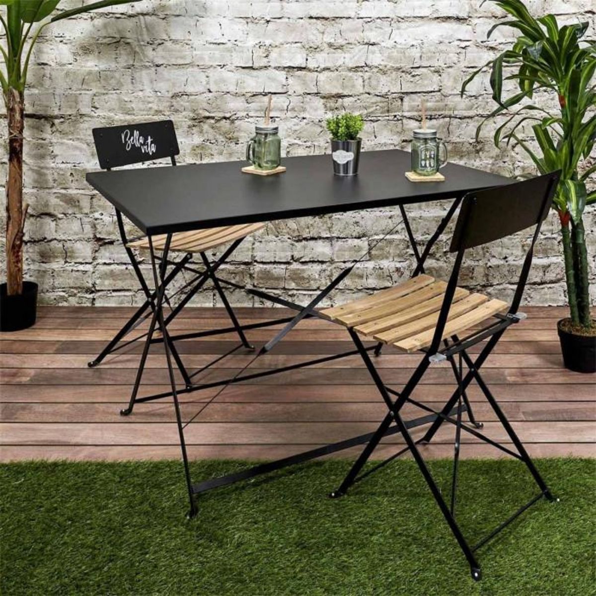 Paris Prix Table de Jardin Pliante  Palerme  110cm Noir