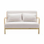 Voir la diapositive 3 : SWEEEK Banquette 2 places scandinave en bois et tissu bouclette. Lorens. L 124 x P 83 x H 77cm