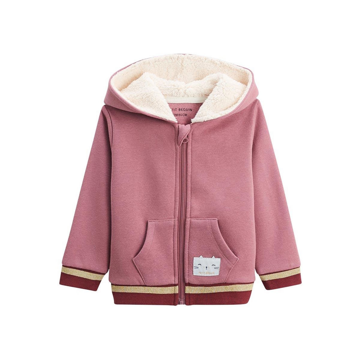 Petit Béguin Sweat à capuche zippé enfant en molleton Matcha