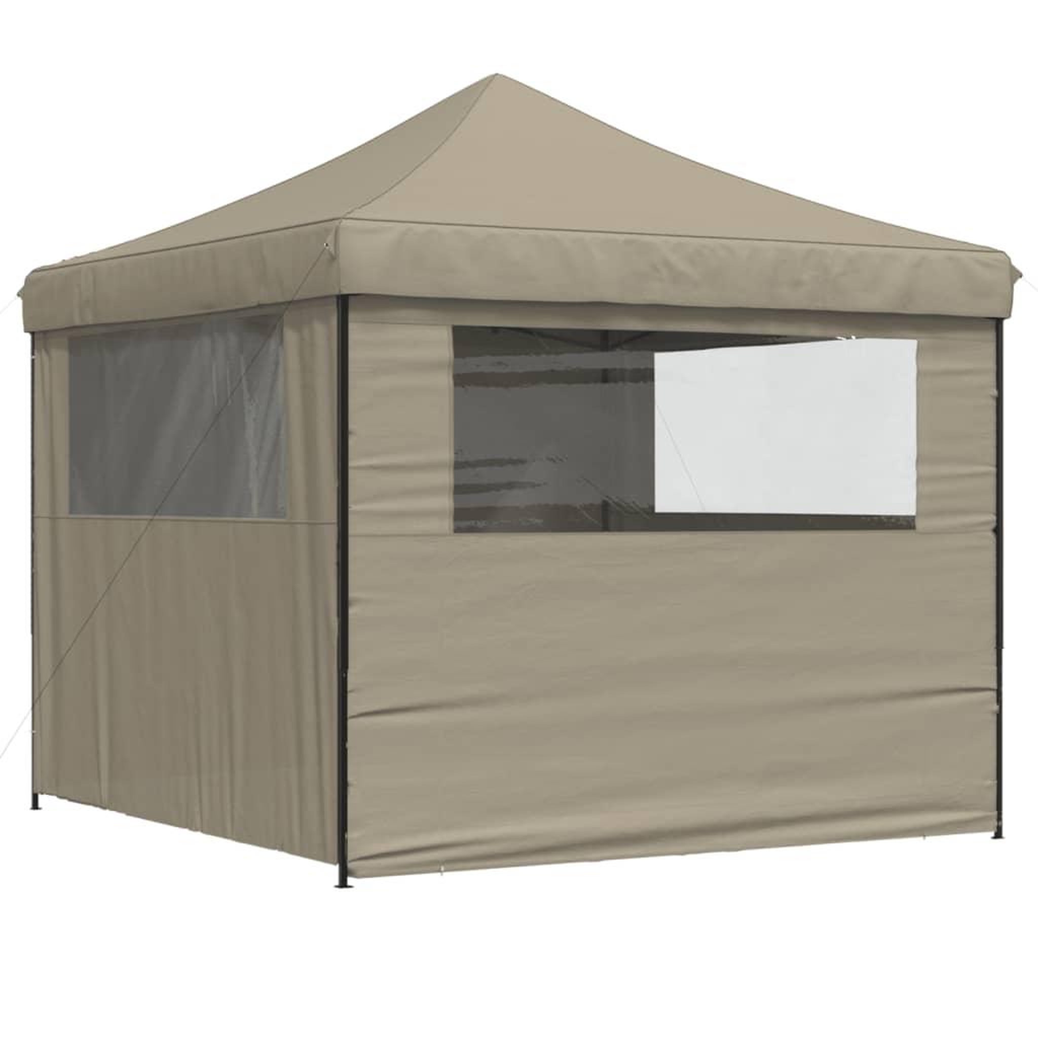 Voir la diapositive 5 : VIDAXL Tente de reception pliable escamotable 4 parois laterales taupe