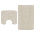 VIDAXL Jeu de tapis de salle de bain 2 pcs Tissu Blanc