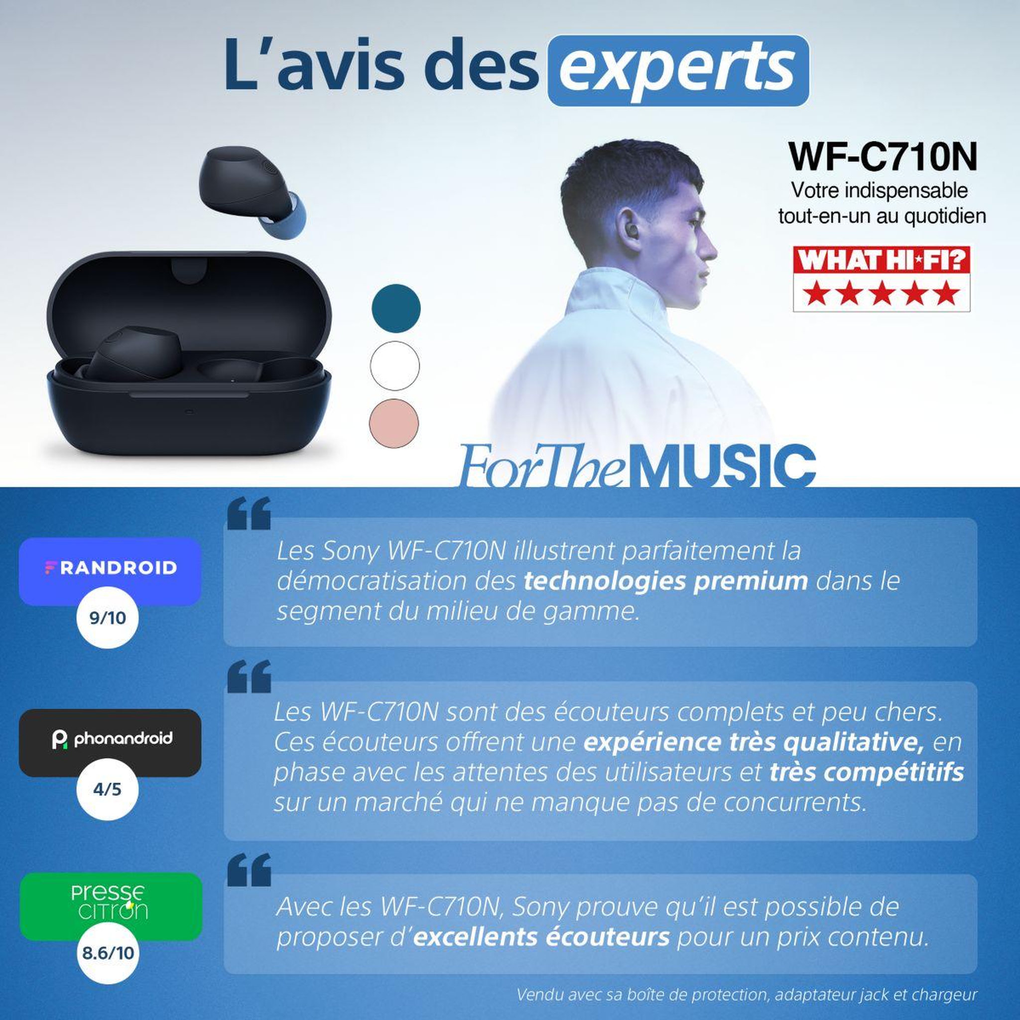 Voir la diapositive 2 : SONY Ecouteurs WF-C710N Rose