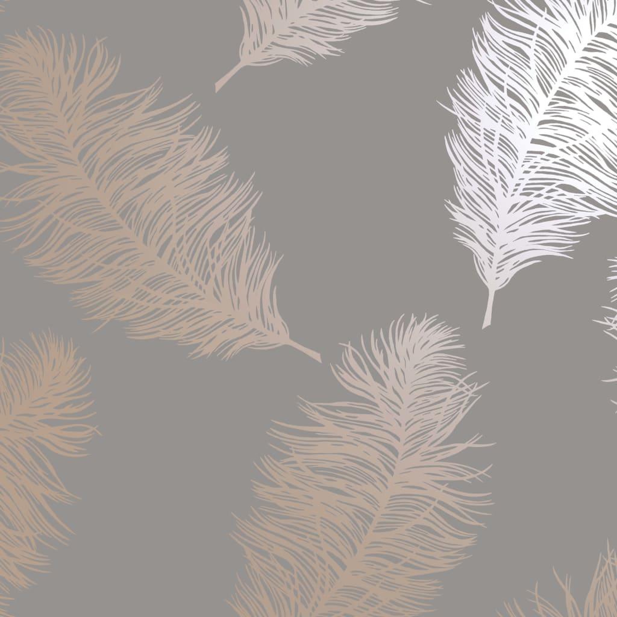 Voir la diapositive 2 : DUTCH WALLCOVERINGS DUTCH WALLCOVERINGS Papier peint Fawning Feather Gris et dore rose
