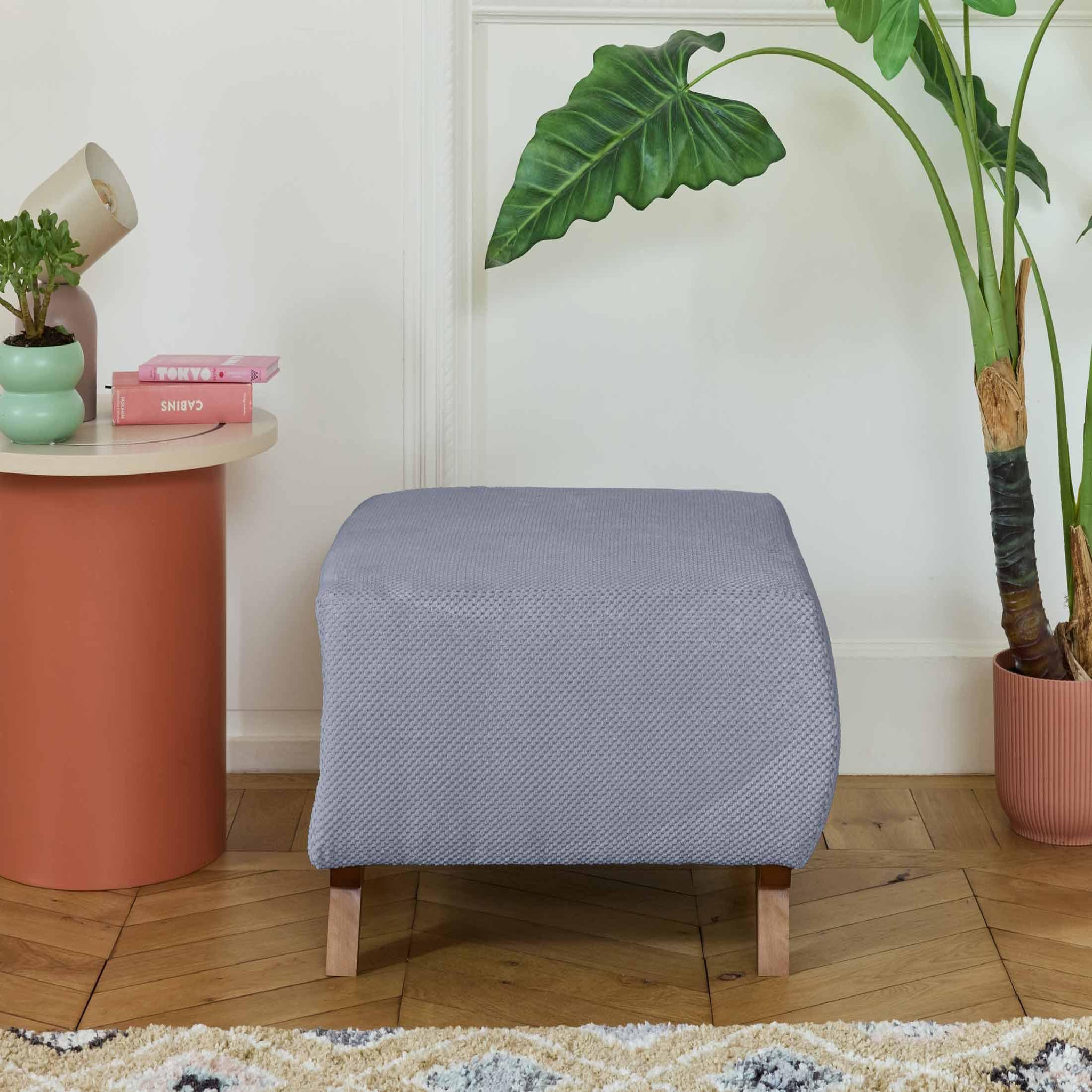 Voir la diapositive 2 : BEST MOBILIER Cristal - pouf modulable - 65 cm - en velours texturé