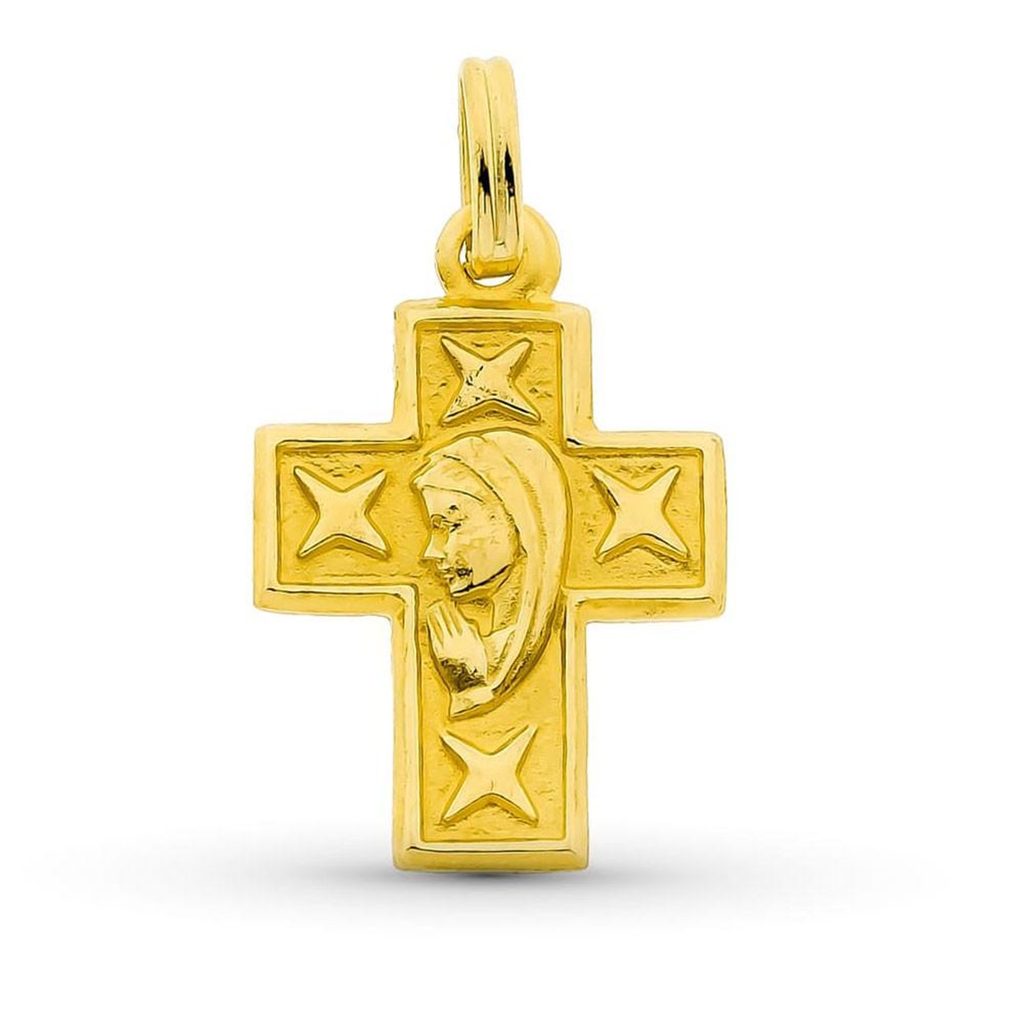 L'ATELIER D'AZUR Pendentif  - Médaille Croix Vierge Or 18 Carats 750 Jaune - Chaine Offerte