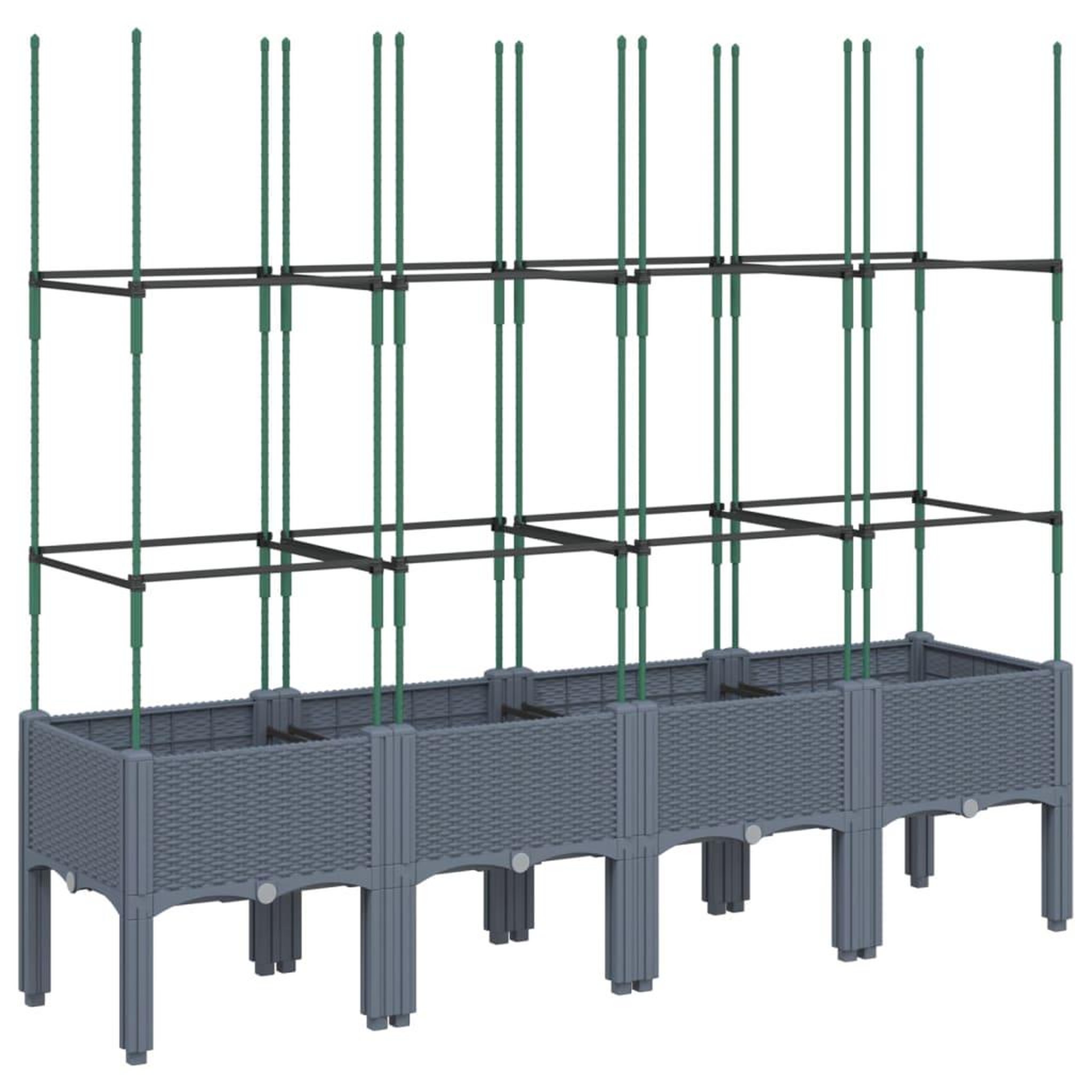 Voir la diapositive 2 : VIDAXL Jardiniere avec treillis bleu gris 160x40x142,5 cm PP