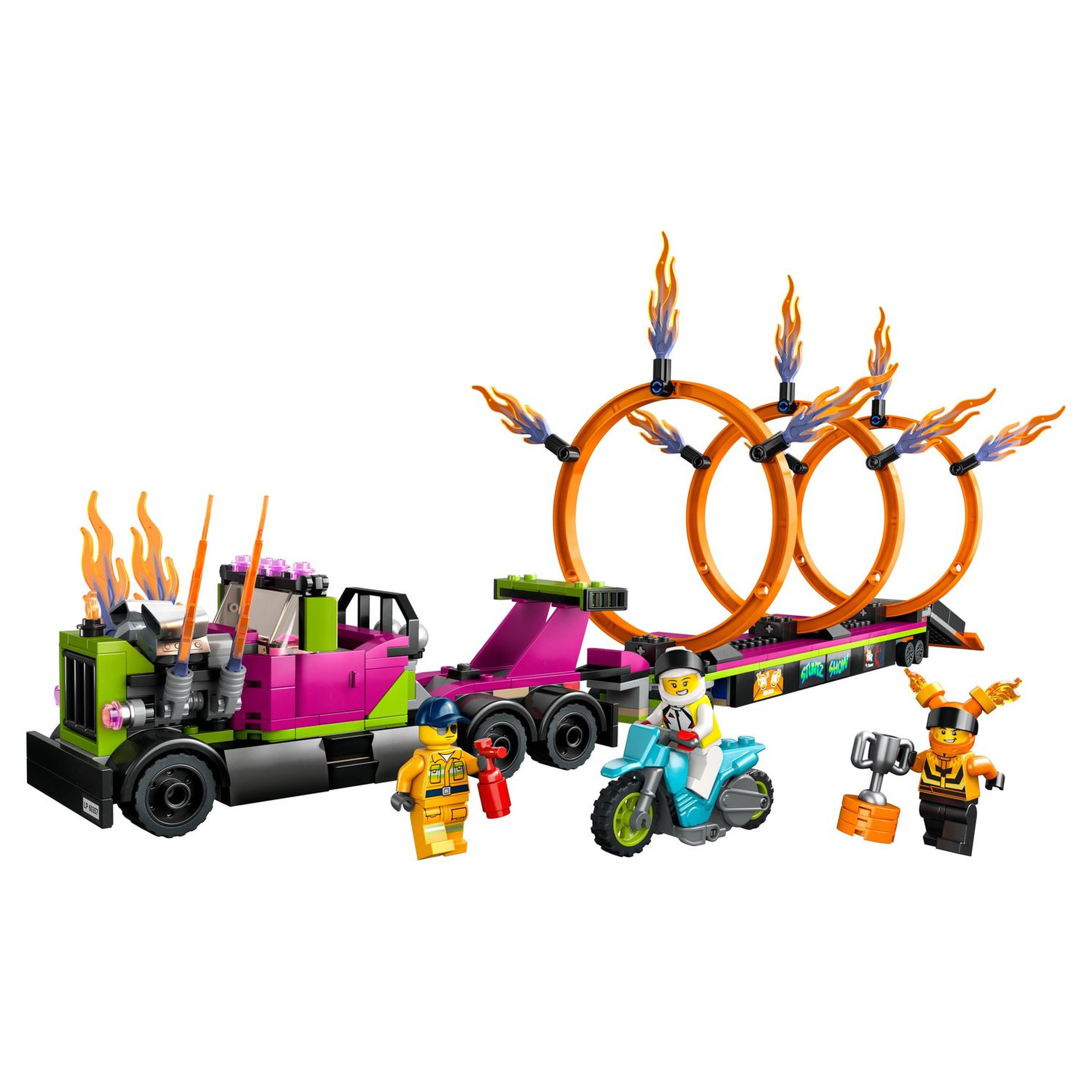 Voir la diapositive 3 : LEGO City 60357 - Le défi de cascade : les cercles de feu, Jouet Moto de Cascadeur avec Camion et Minifigurines