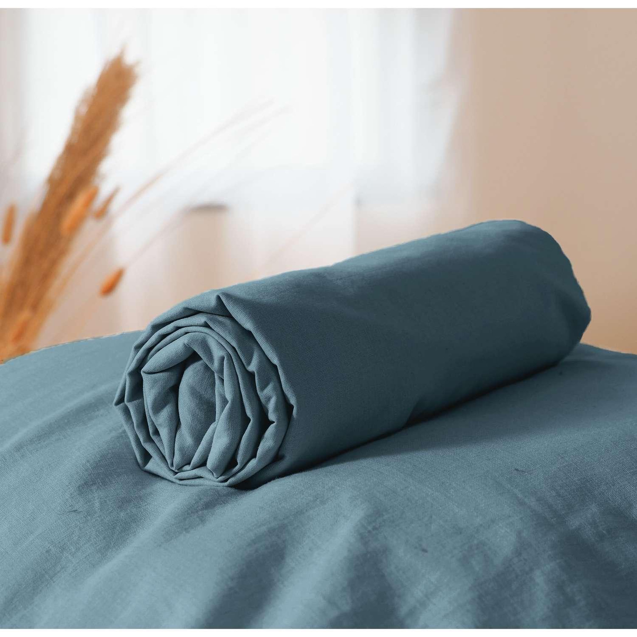 Voir la diapositive 2 : COTE DECO Drap housse - 100% coton lavé 57 fils