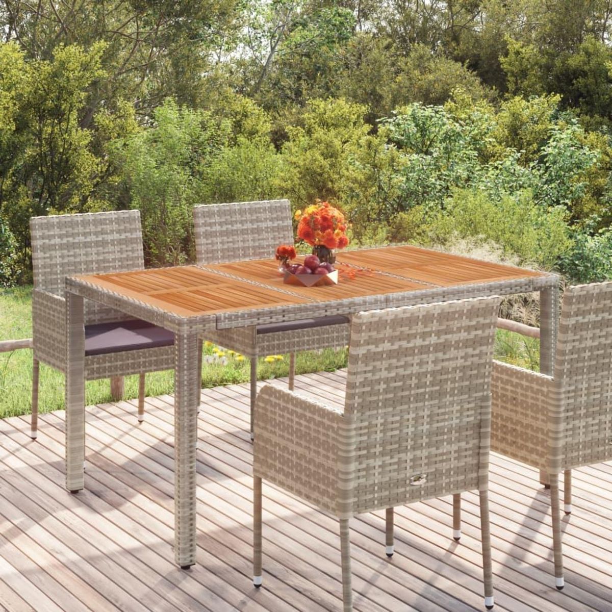 VIDAXL Table de jardin dessus en bois Gris 150x90x75 cm Resine tressee