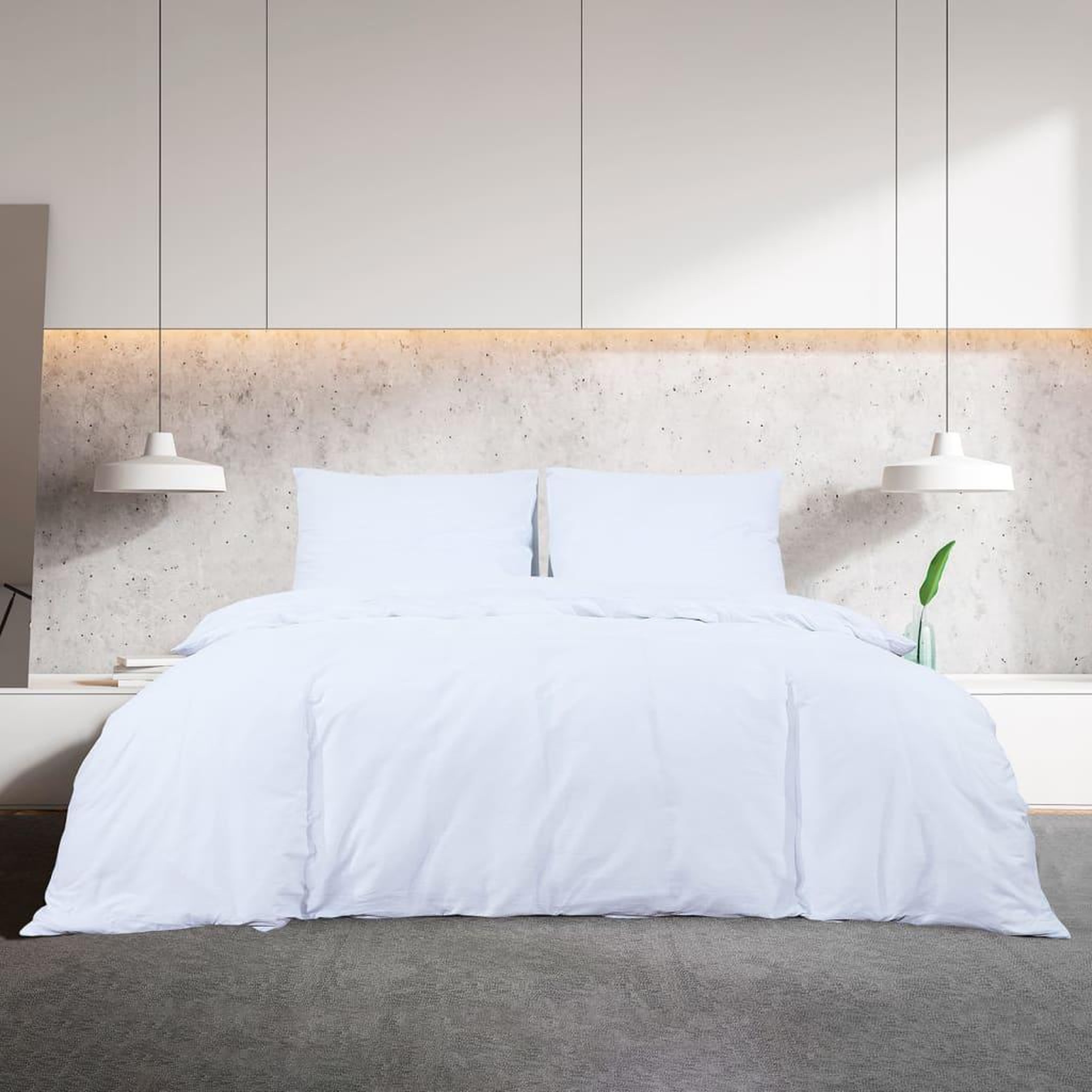 Voir la diapositive 3 : VIDAXL Ensemble de housse de couette Blanc 155x220 cm Coton