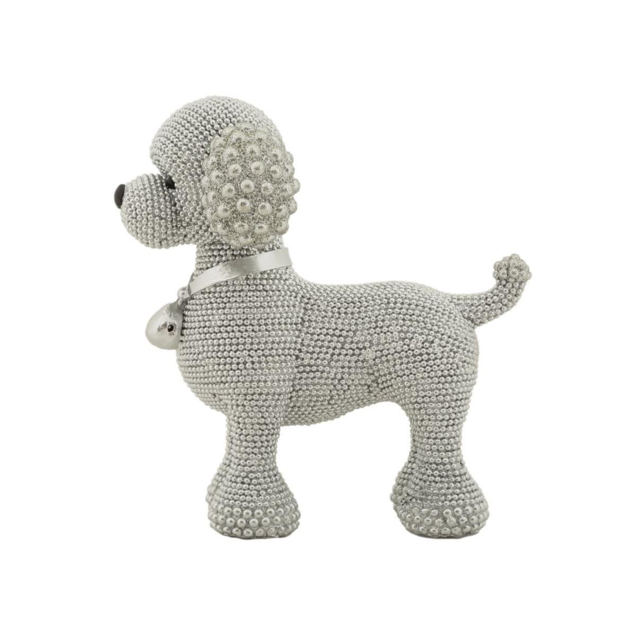 Voir la diapositive 3 : Paris Prix Statuette déco caniche debout  sparky  15cm argent