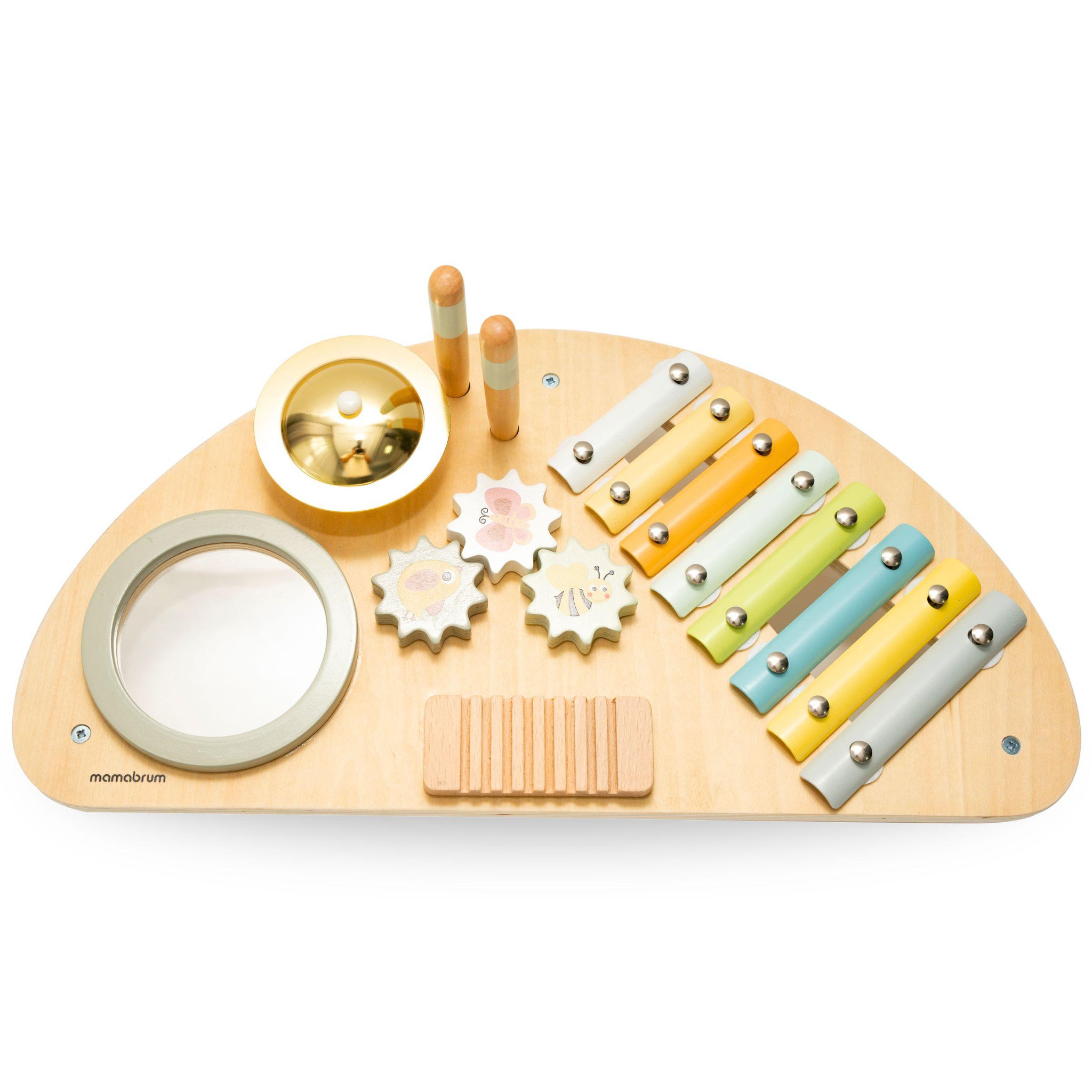 Voir la diapositive 6 : MAMABRUM Jouet D'éveil Music Bébé en Bois - Mamabrum - Xylophone & Tambour - Jouet Montessori