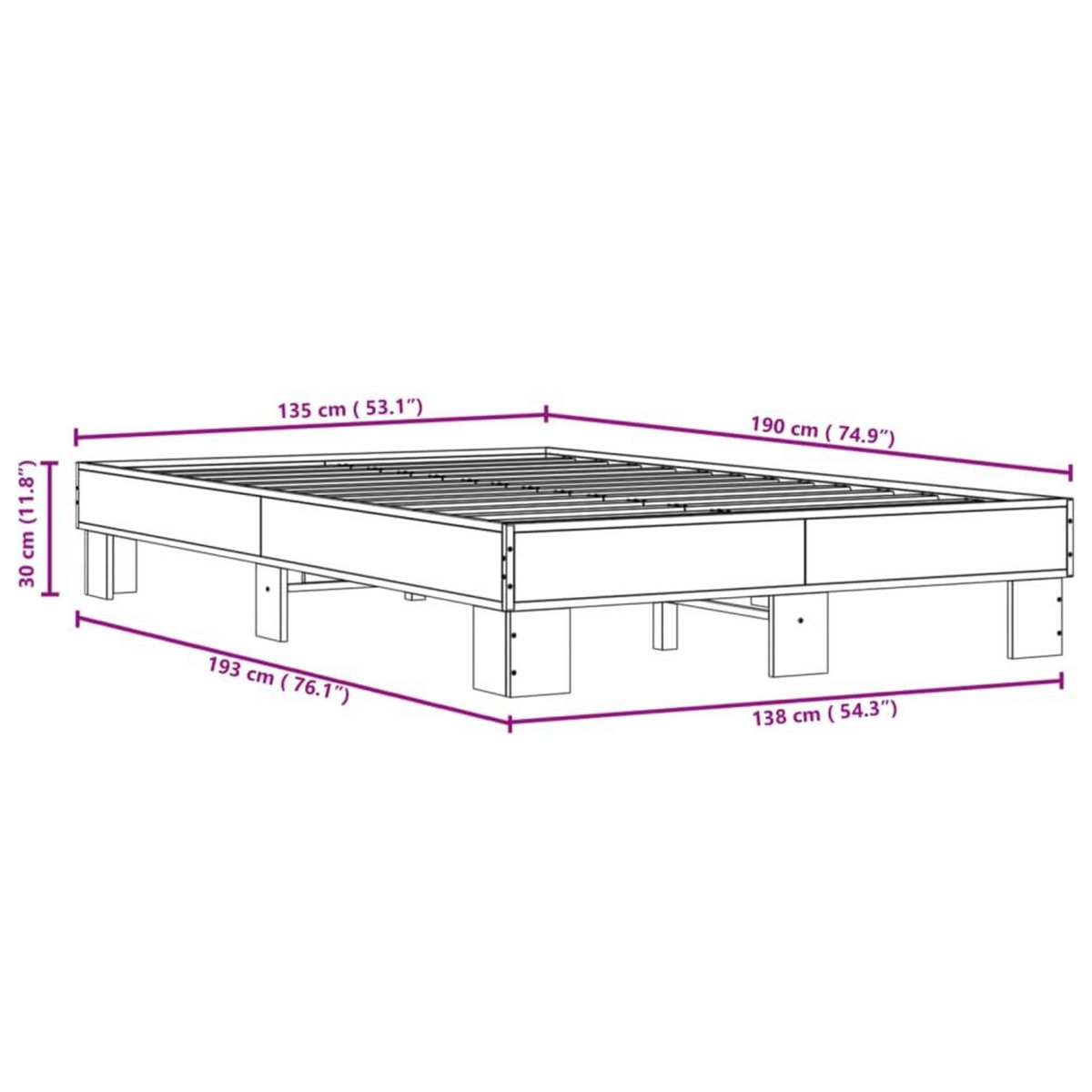 VIDAXL Cadre de lit sans matelas chene marron 135x190 cm