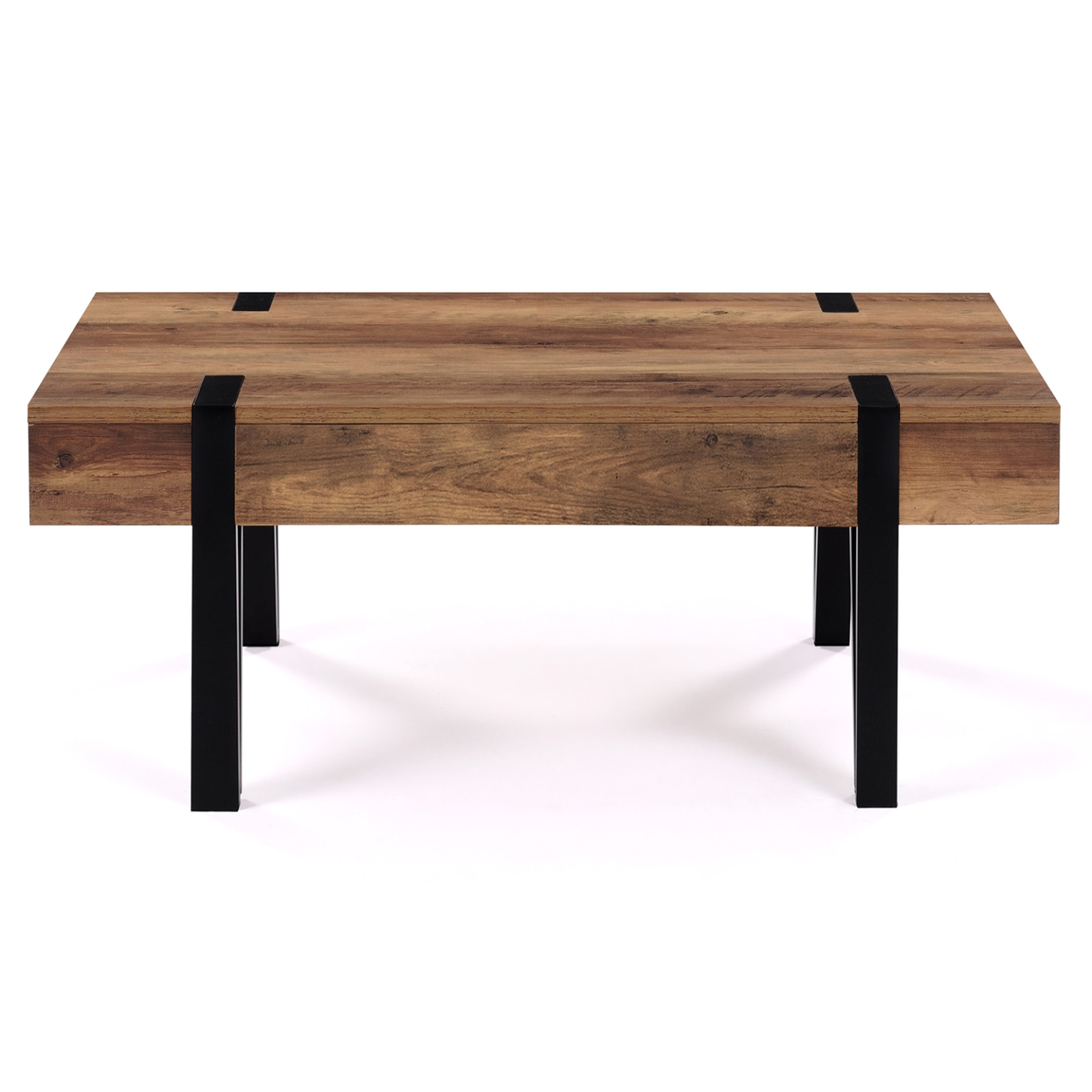 Voir la diapositive 3 : ID MARKET Table basse rectangulaire 1 tiroir austria 100 cm bois pied épingle noir