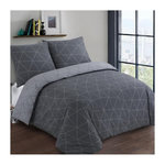 VISION VISION Parure de couette Hugo - 100% coton - 1 housse de couette 140 x 200 cm + 1 taie d'oreiller 65 x 65 cm - Gris anthracite