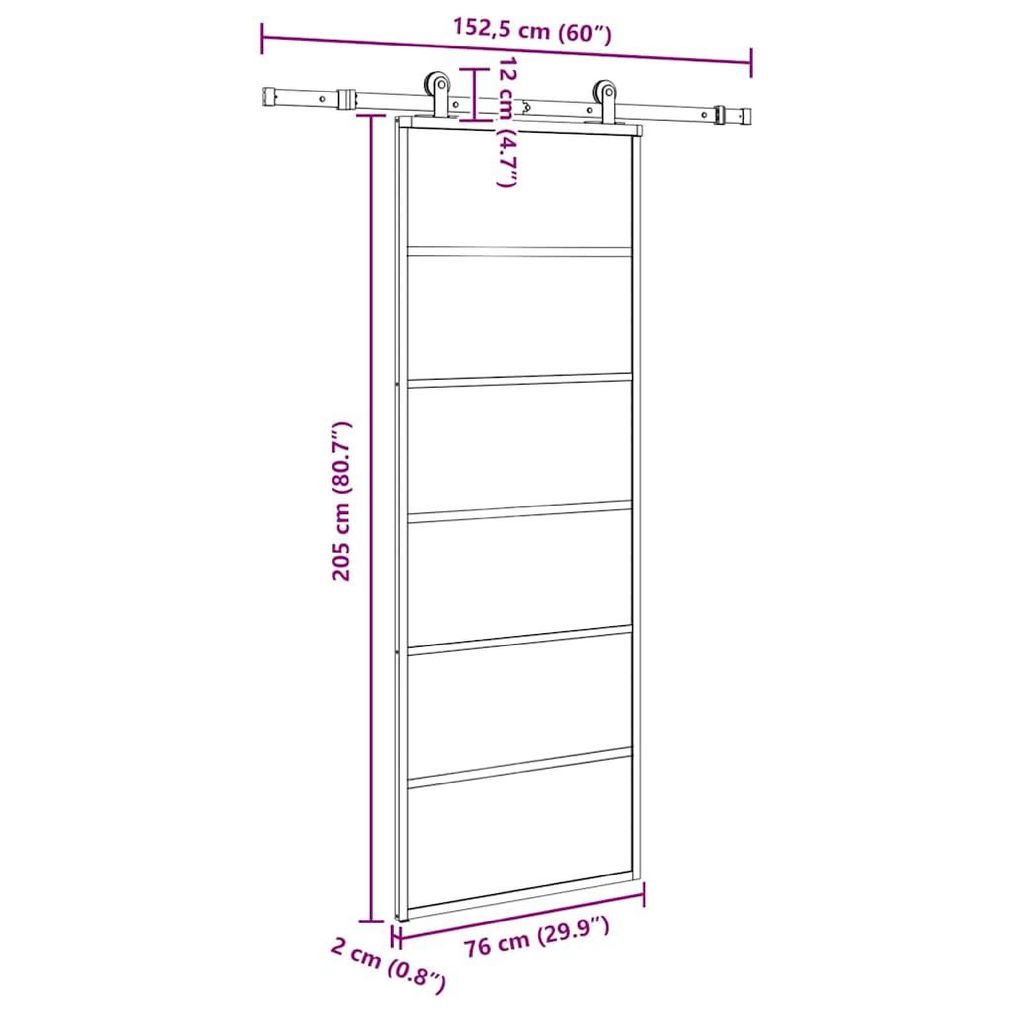 Voir la diapositive 6 : VIDAXL Porte coulissante avec kit de quincaillerie 76x205 cm Verre ESG