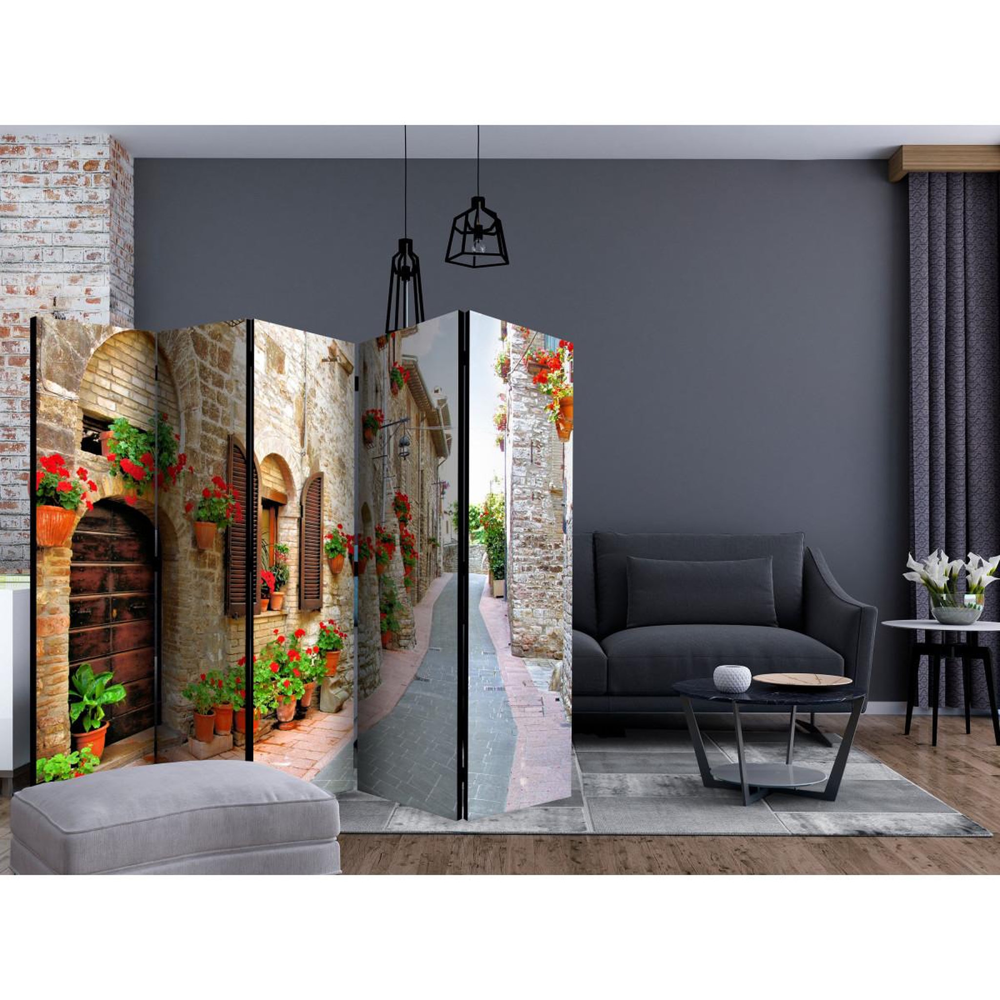 Voir la diapositive 2 : Paris Prix Paravent 5 volets  italian province  172x225cm