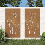 VIDAXL Decorations murales de jardin 2pcs 105x55 cm design de fleur