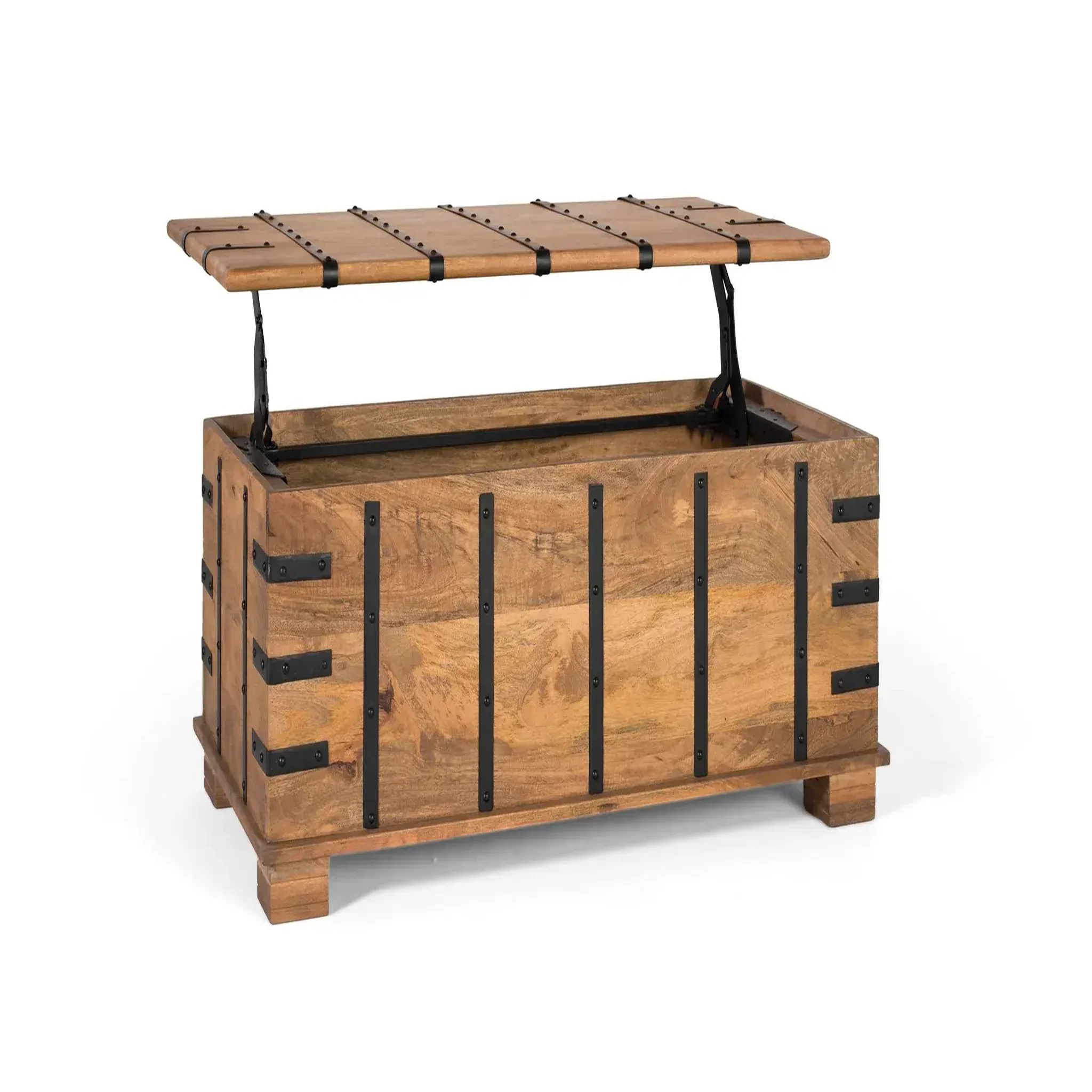 Voir la diapositive 3 : GINER Y COLOMER SL Table basse en bois de manguier 120 cm style rustique moderne