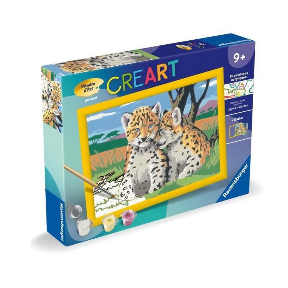 RAVENSBURGER CreArt Kids 18x24cm Petits léopards, Kit de peinture par numéros Numéro d'Art, Des 9 ans, 25832, Ravensburger