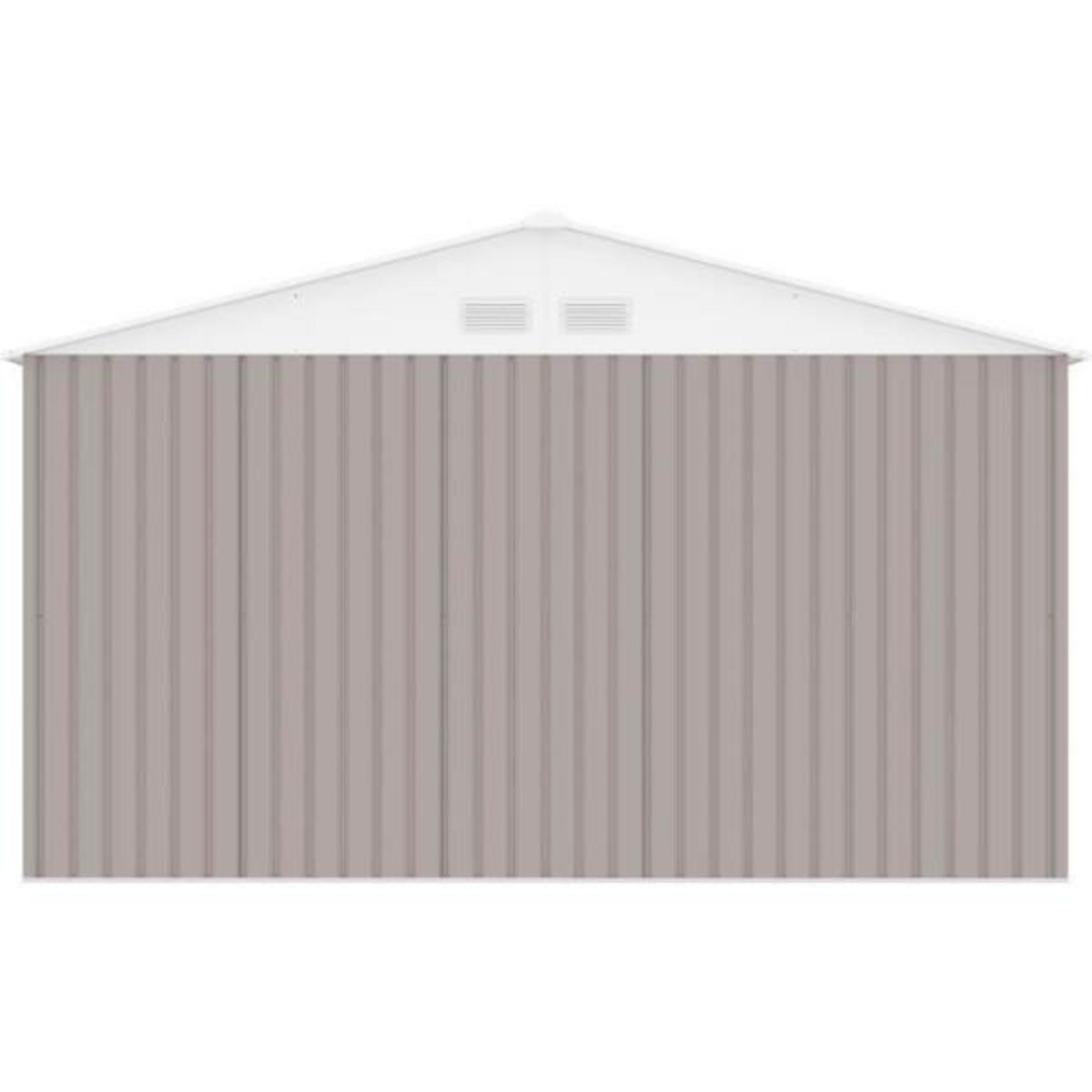 MARKET24 SATURNE Abri de jardin en métal 15,16 m² - 340 x 446 x 210 - Kit d'ancrage inclus, 2 portes coulissantes - Taupe