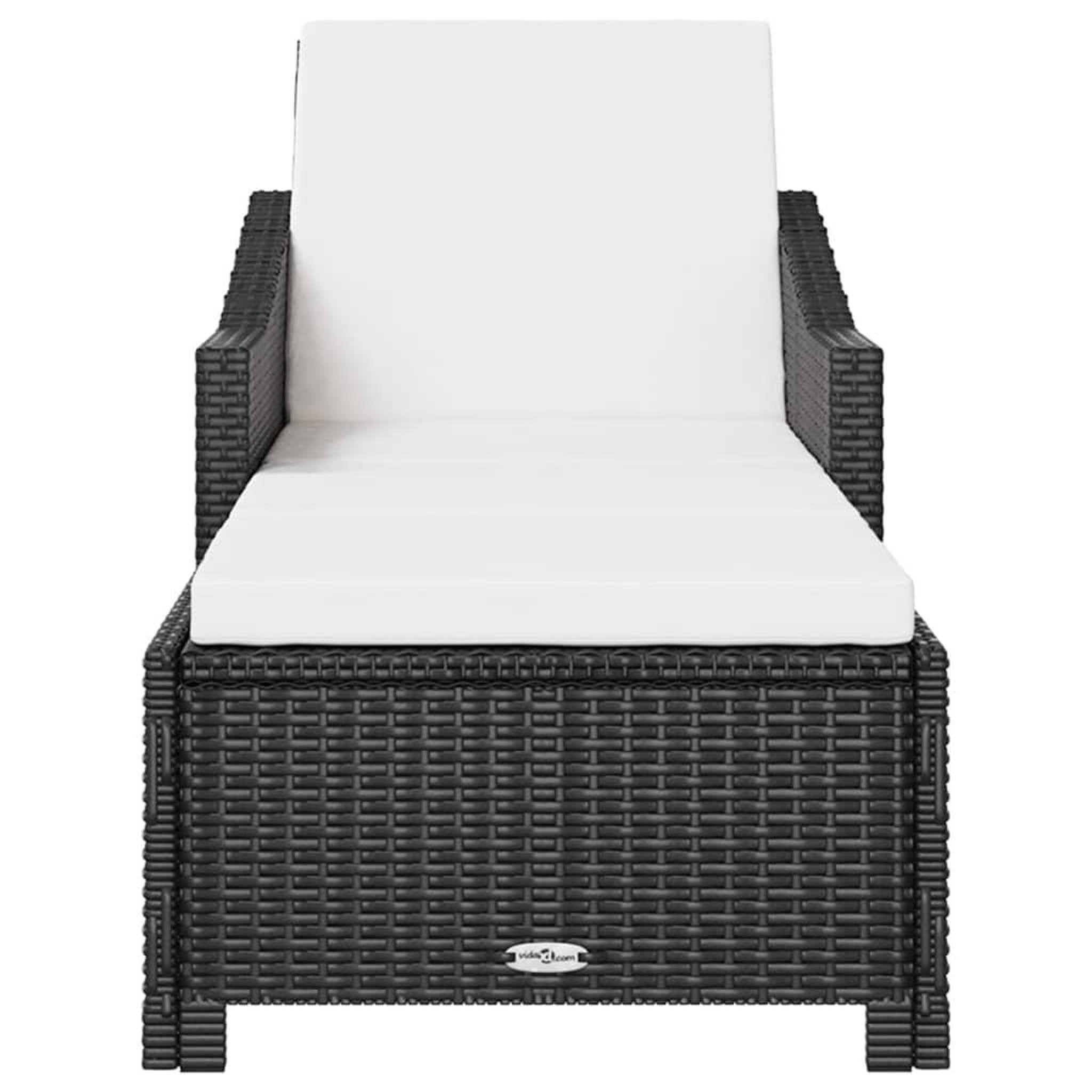 Voir la diapositive 3 : VIDAXL Chaise longue avec coussin blanc creme Resine tressee Noir
