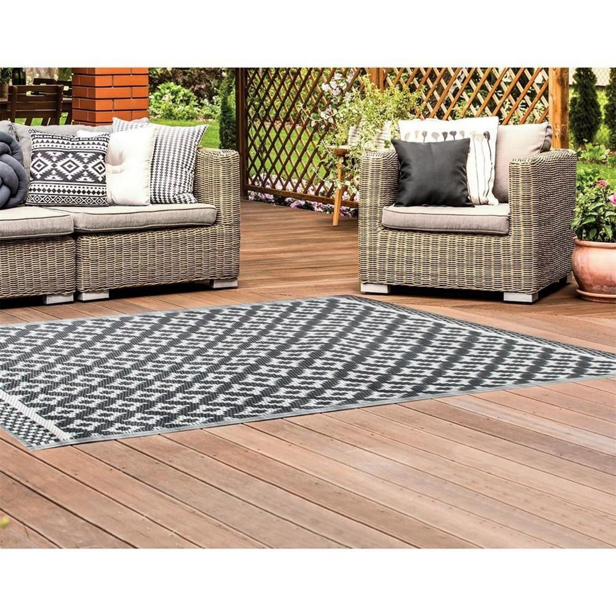 The Home Deco Factory Tapis intérieur et extérieur polypro 120x180 gris foncé