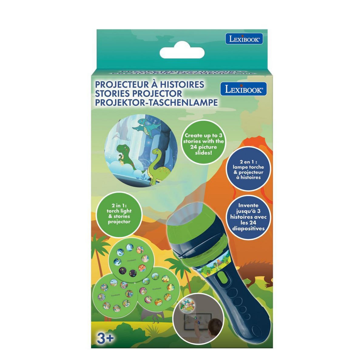 Lexibook Projecteur à histoires et lampe torche dinosaure