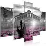 Paris Prix Tableau Imprimé 5 Panneaux  Magic Venice Wide Grey. Coloris disponibles : Multicolore