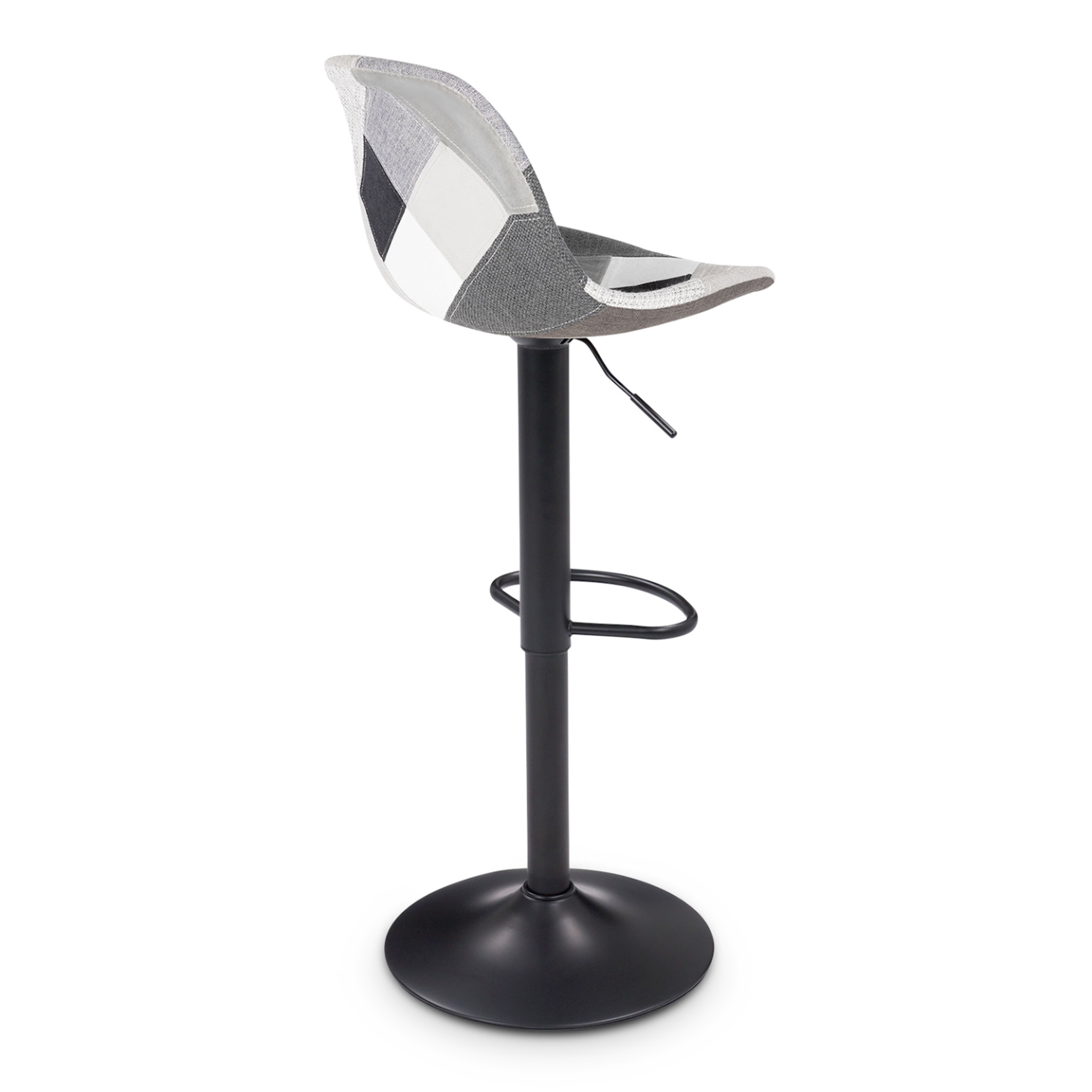 Voir la diapositive 5 : ID MARKET Lot de 4 tabourets de bar karl design patchworks noirs, gris et blancs pied noir
