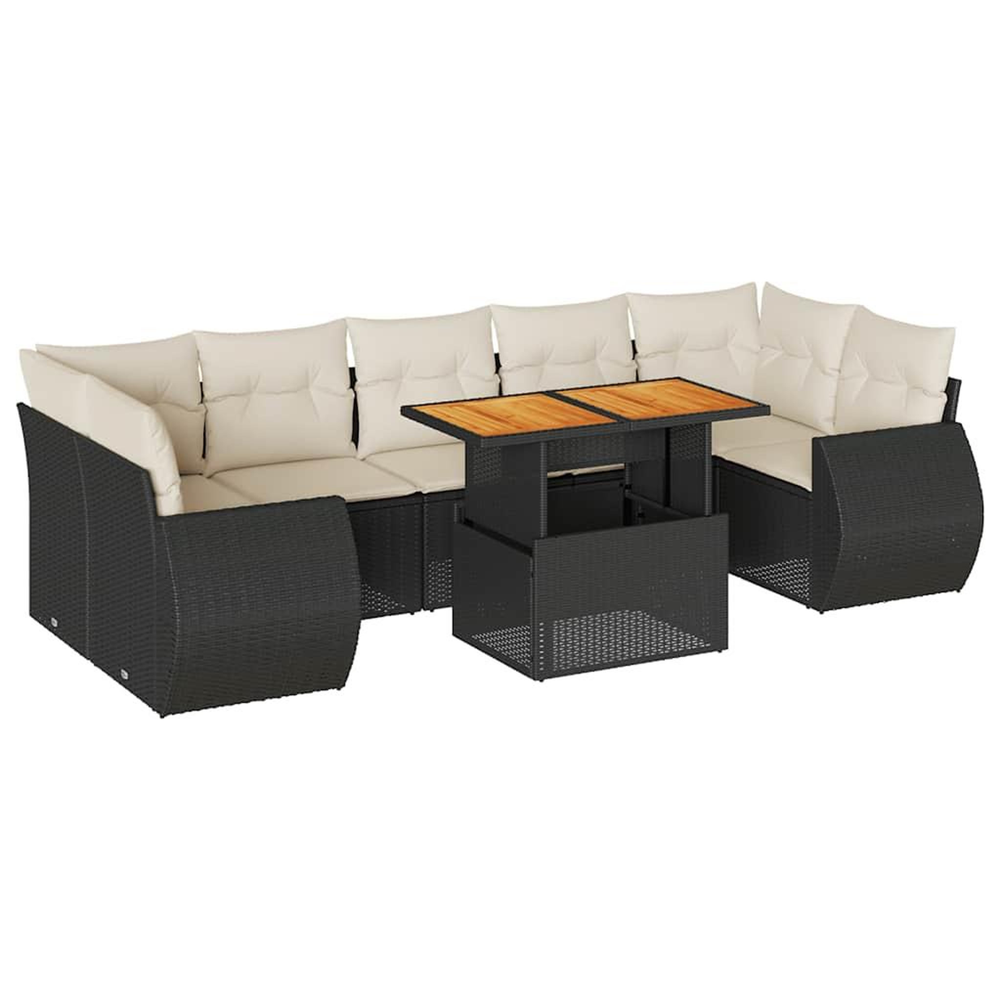 Voir la diapositive 2 : VIDAXL Salon de jardin 8 pcs avec coussins noir resine tressee