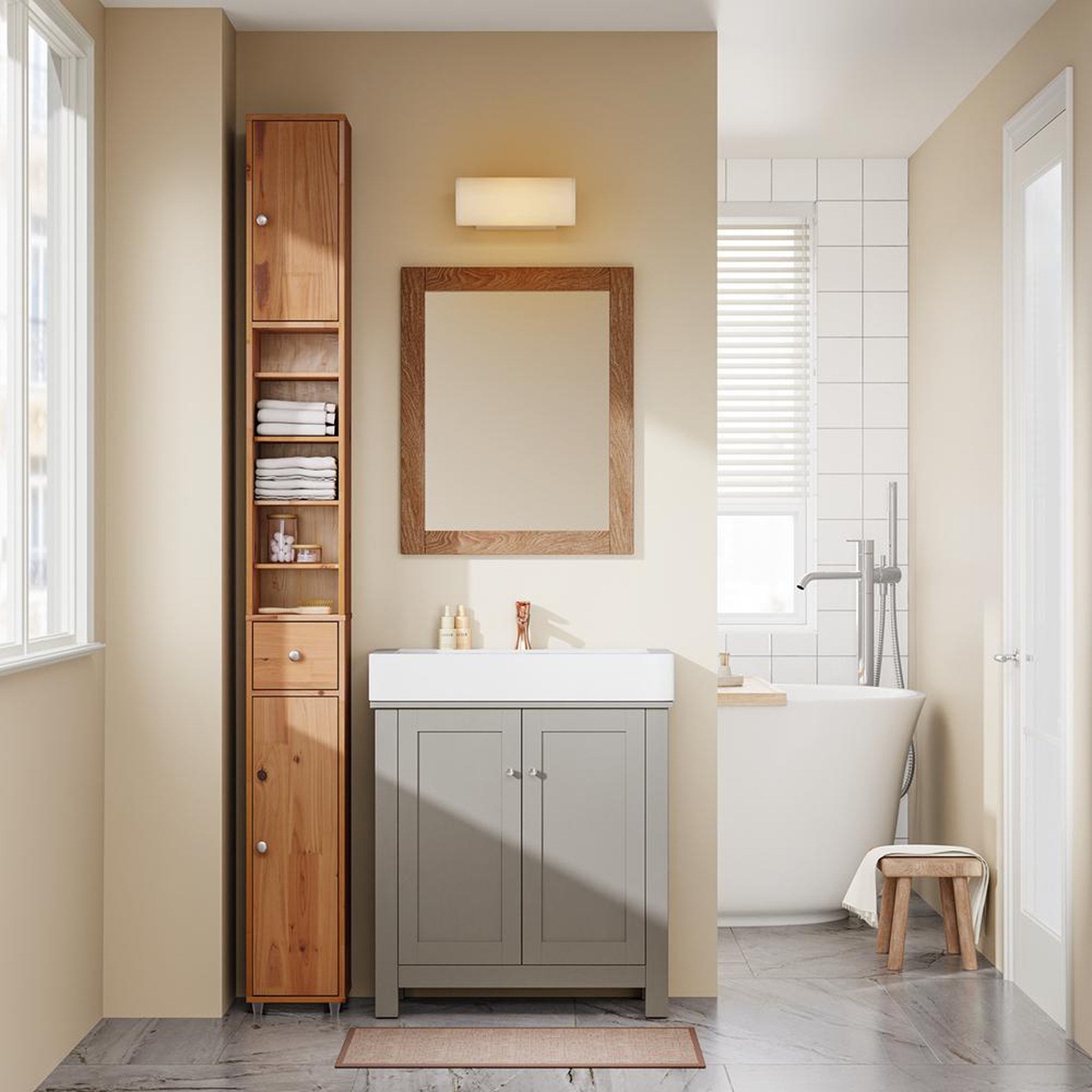 Voir la diapositive 4 : SOBUY SoBuy - Colonne De Salle De Bain à un tiroir - Fonctionnel - BZR34-II