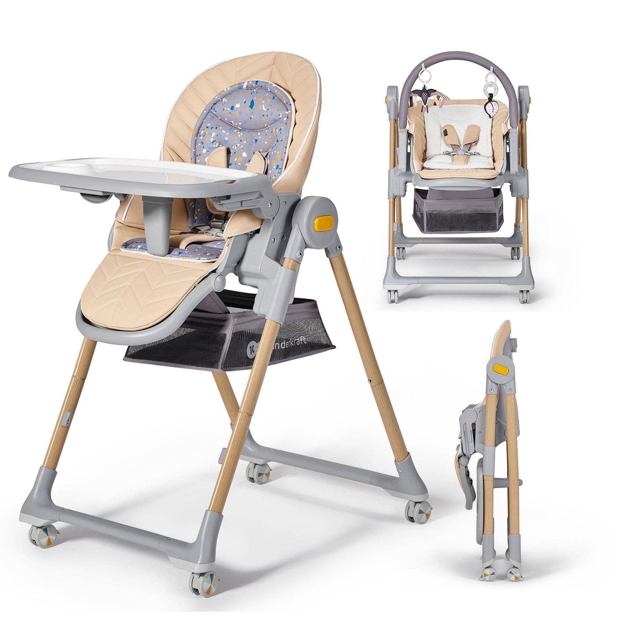 Voir la diapositive 1 : KINDERKRAFT Chaise haute 2 en 1 - transat et siège réglable