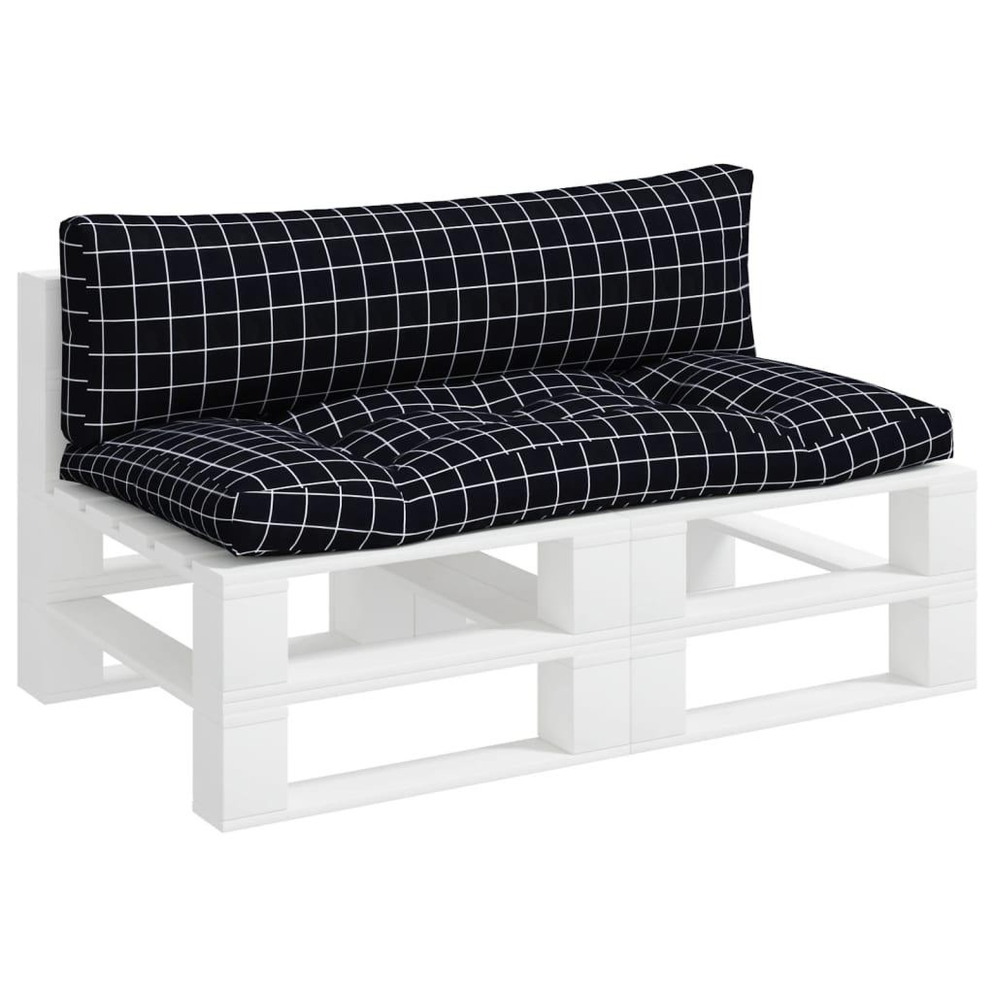 Voir la diapositive 3 : VIDAXL Coussins de palette lot de 2 motif a carreaux noir tissu Oxford