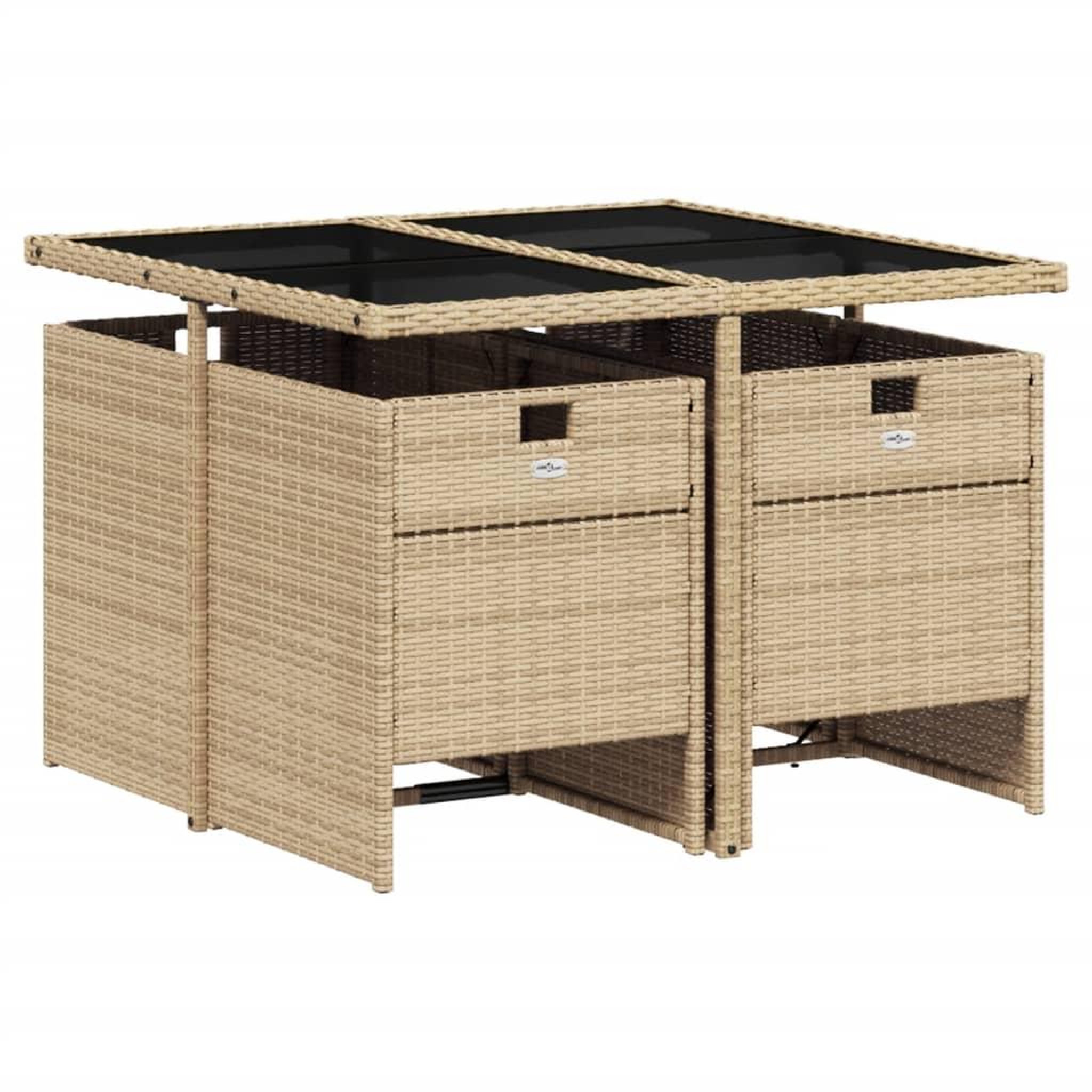 Voir la diapositive 3 : VIDAXL Ensemble a manger de jardin avec coussins 5pcs Beige poly rotin